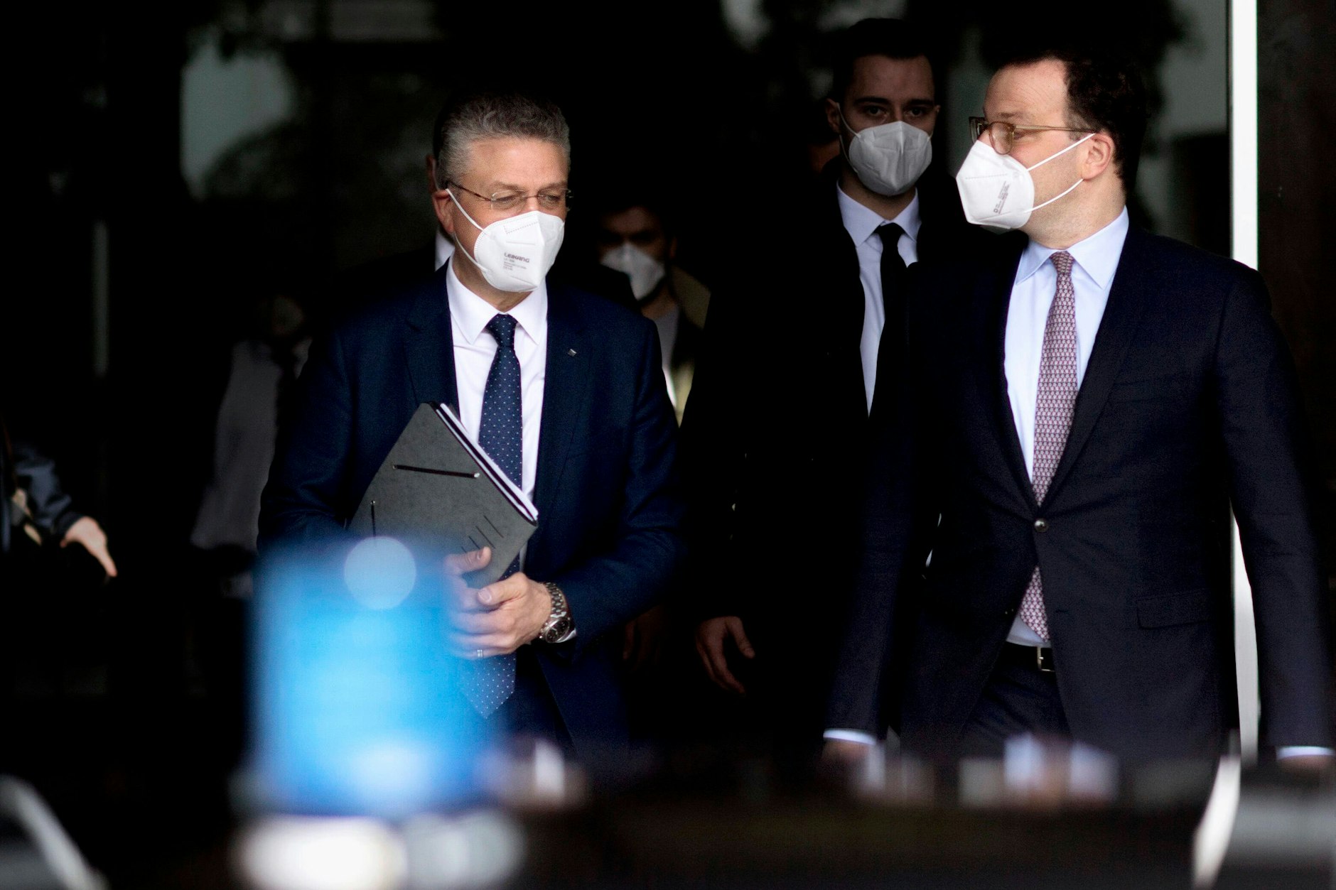 Lothar Wieler und Jens Spahn während einer Bundespressekonferenz zum Thema „Aktuelle Corona-Lage“, 2021.