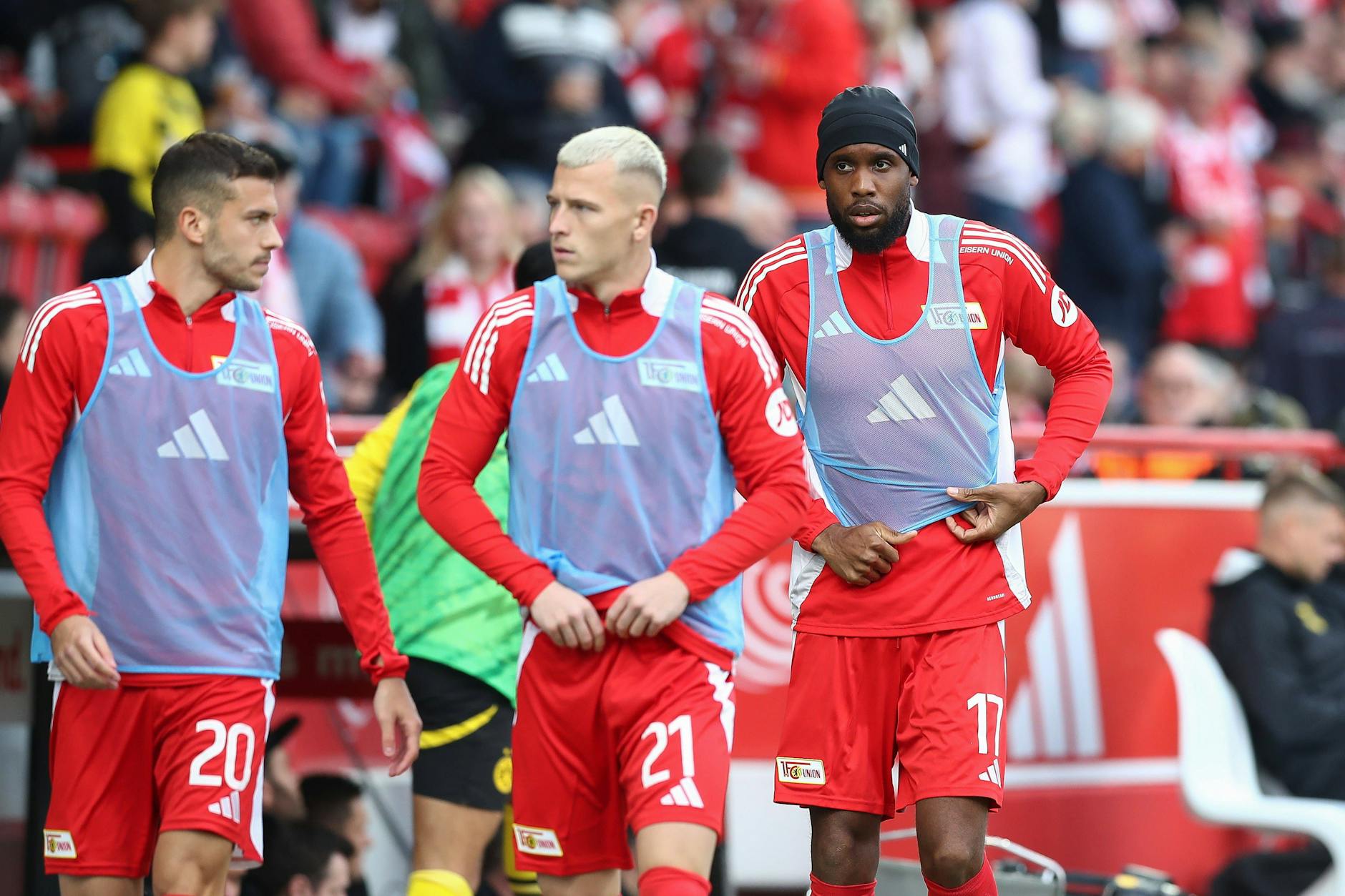 Drei, die derzeit wenig beim 1. FC Union zu lachen haben: Laszlo Benes (27), Tim Skarke (28) und Jordan (28, v.l.).