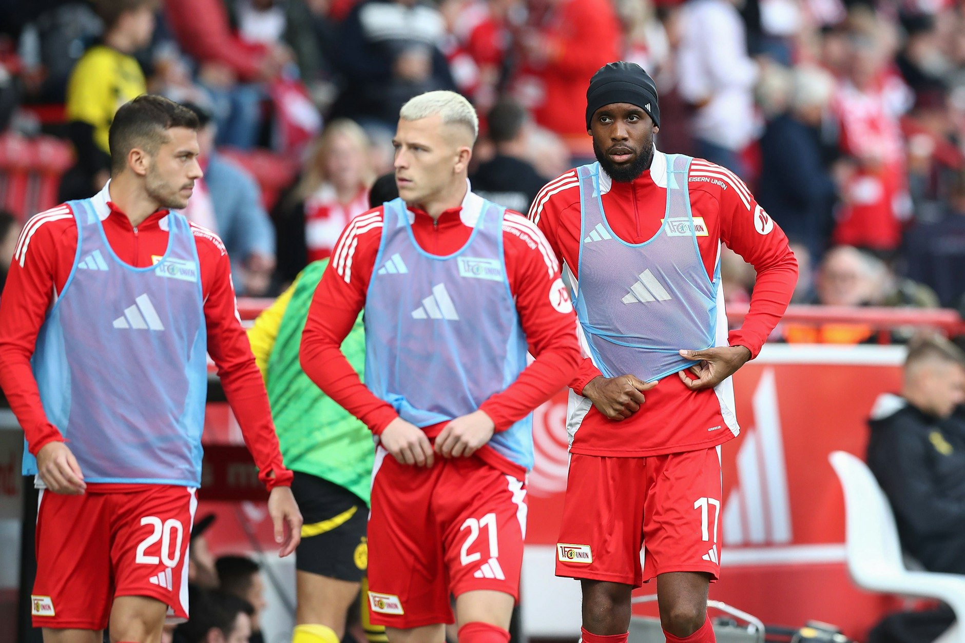 Drei, die derzeit wenig beim 1. FC Union zu lachen haben: Laszlo Benes (27), Tim Skarke (28) und Jordan (28, v.l.).