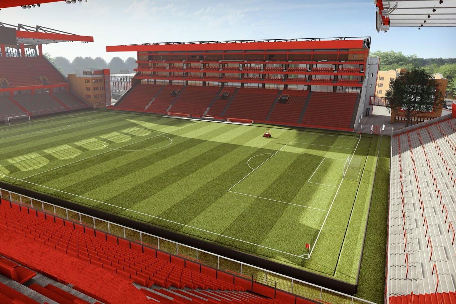 Beim Ausbau der Alten Försterei plant der 1. FC Union, die Haupttribüne aufzustocken und die drei Stehplatztraversen durch zweirängige Tribünen zu ersetzen. 