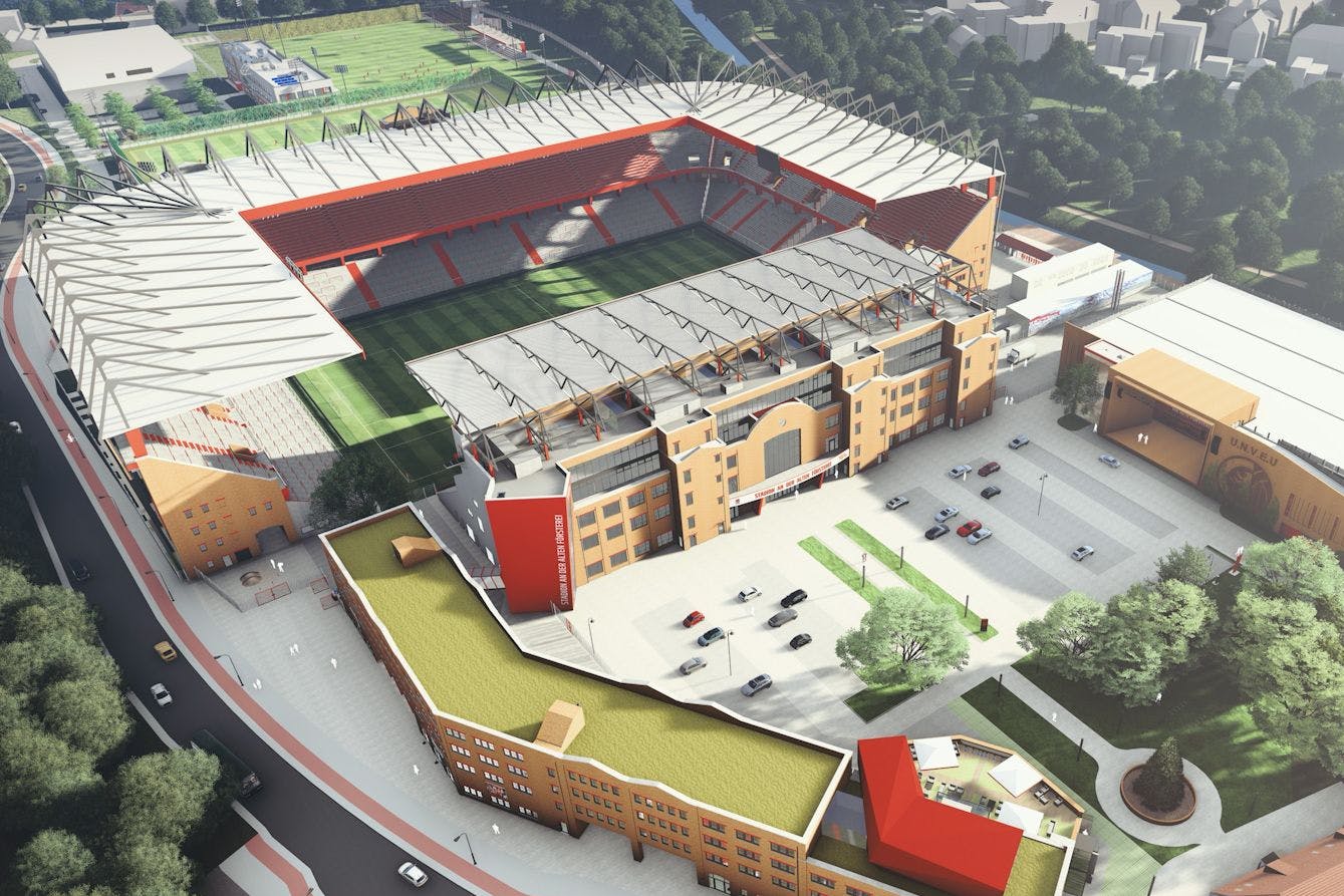 So soll die neue Alte Försterei und alles Drumherum einmal aussehen, wenn der 1. FC Union mit seinem Großprojekt fertig ist. 