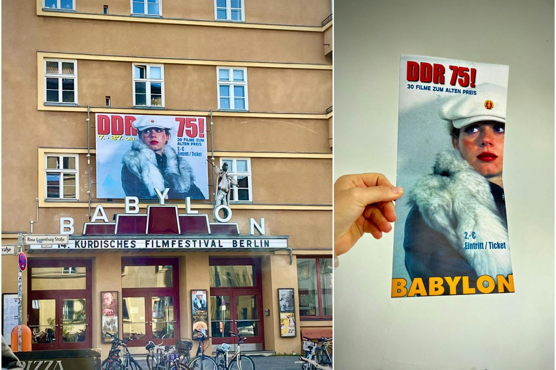 Vom 7. bis 27. Oktober 2024 präsentiert das Babylon Kino eine Filmreihe zu Ehren des 75. Jubiläums der DDR. Für nur 2 Euro pro Ticket können Besucher berühmte DDR-Filme erleben.