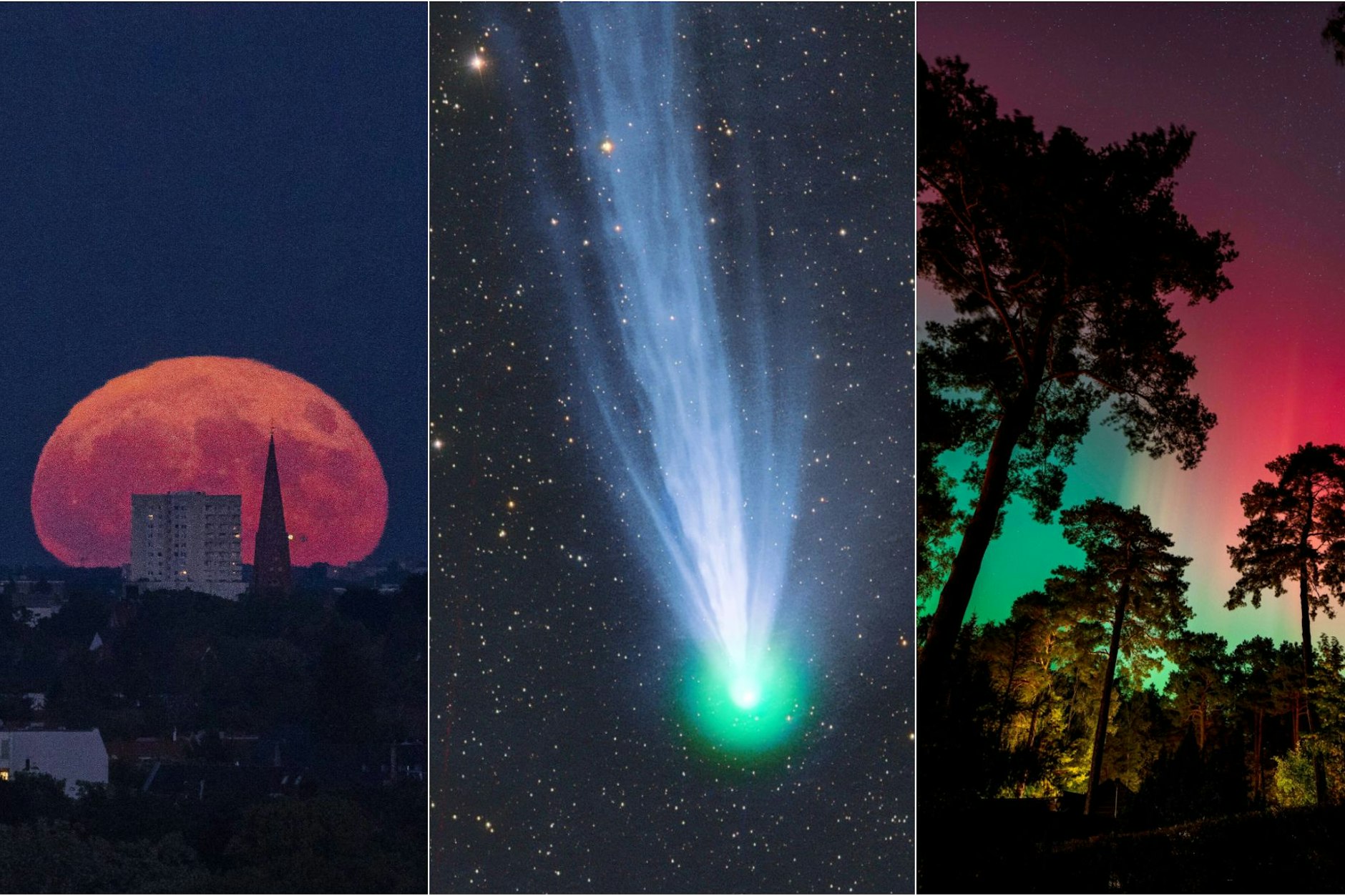 Heute wird es richtig Bund und wunderschön über den Nachthimmel: Polarlichter, Komet und Supermond sollen sich heute Abend vereinen über Berlin zu einem spektakulären Himmelsschauspiel. So sehen Sie die kosmische Show am besten!