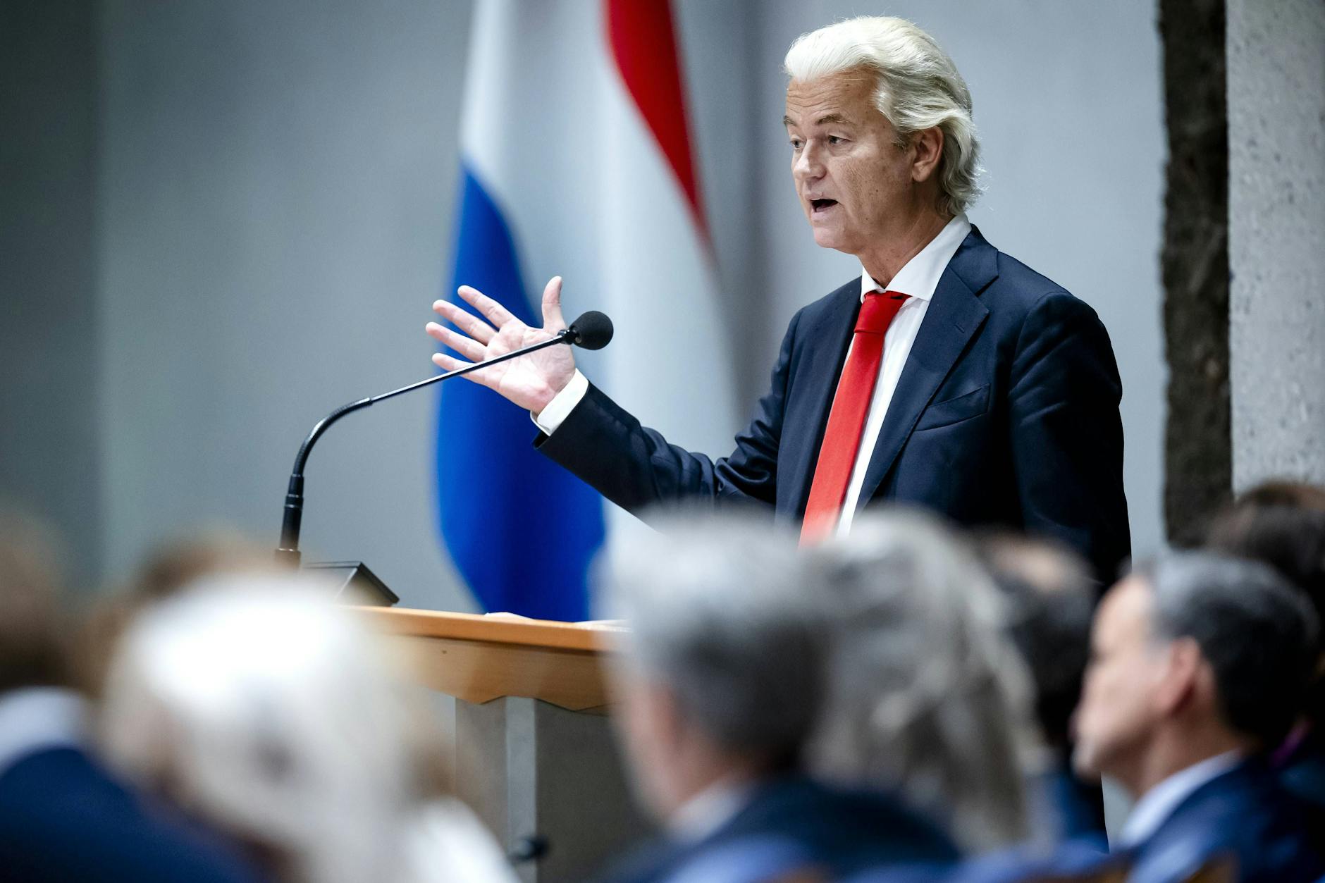 PVV-Vorsitzender Geert Wilders bei einer politischen Konsultation