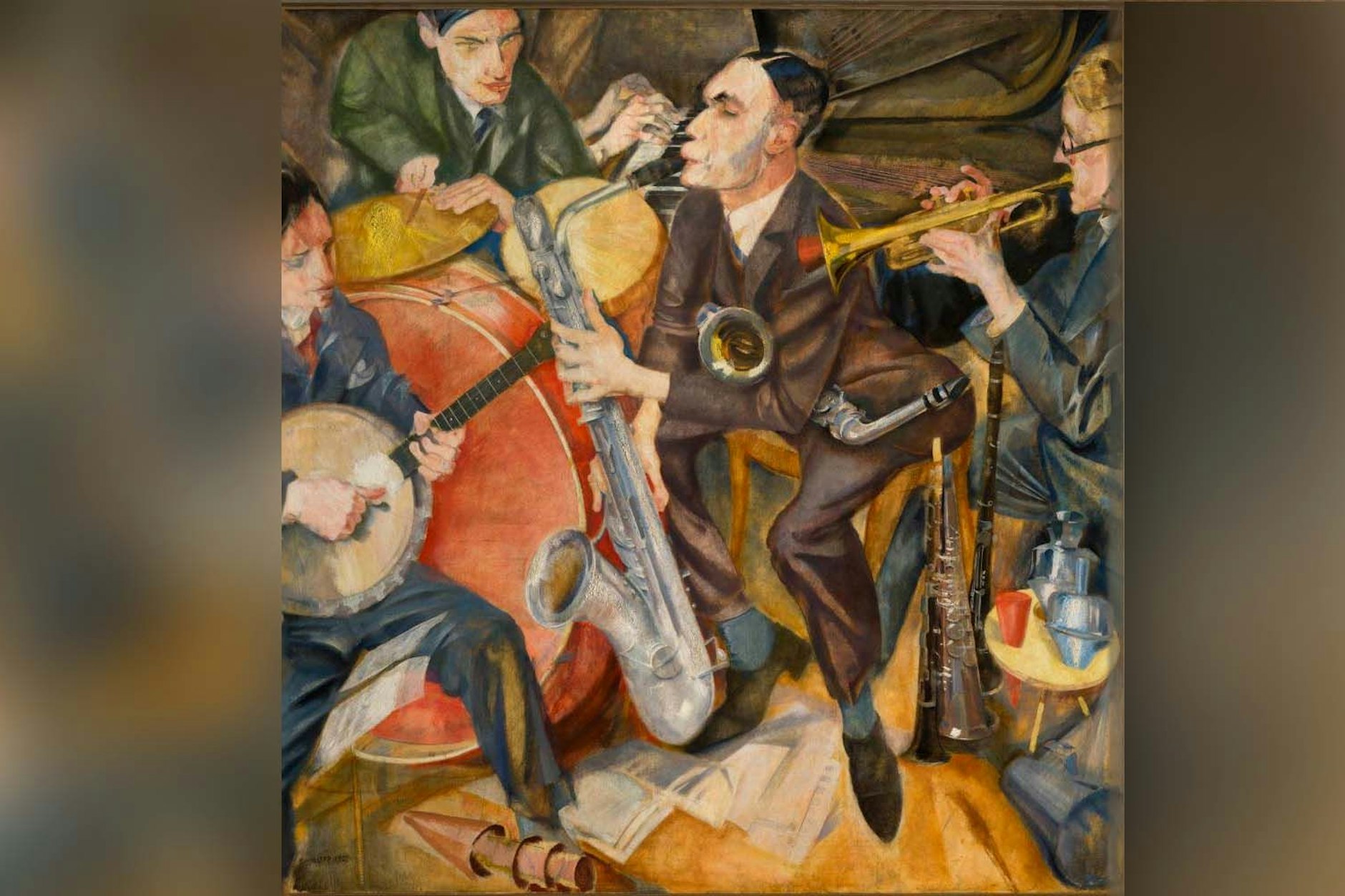 Die Jazzband Weintraub Syncopators transportierte den Sound der Berliner Clubs. Und der Maler Max Oppenheimer hielt den Sound der „Sensationsband aus Berlin“ im Bild „Weintraubs Syncopators / Jazzband“ fest.