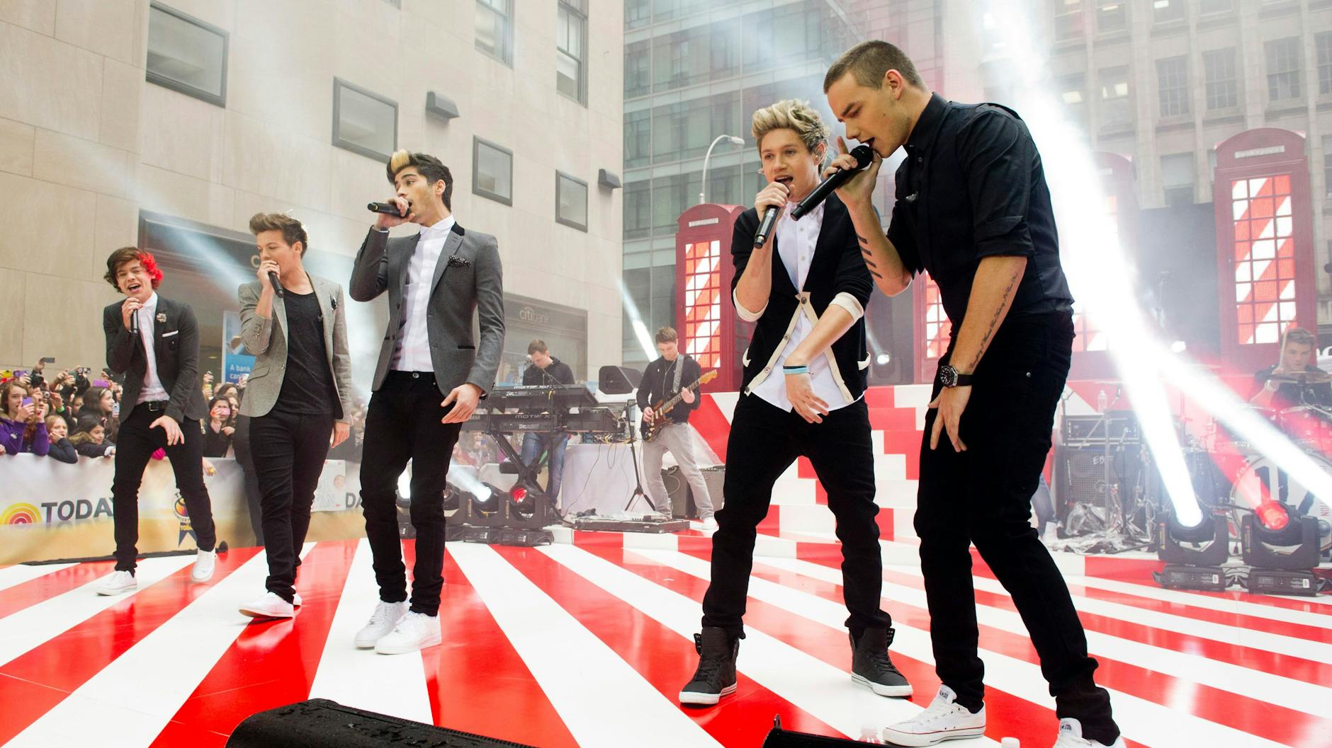 „One Direction“-Stars Liam Payne (r.) mit seinen Band-Kollegen.