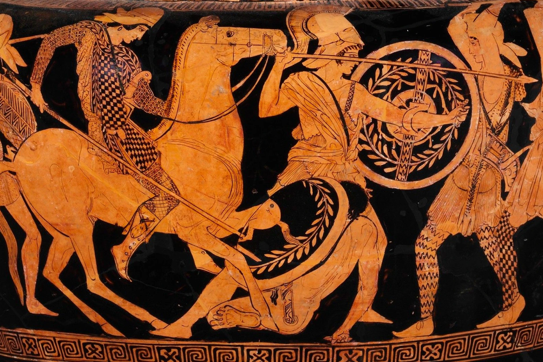 Kampfszene auf antiker griechischer Schale