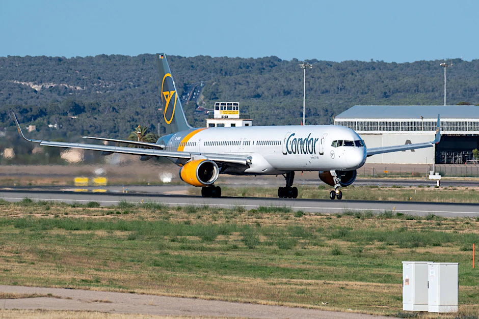 Boeing 757 von Condor am Flughafen Palma de Mallorca: Der Mitarbeiter war in den Abgasstrahl der Maschine geraten.