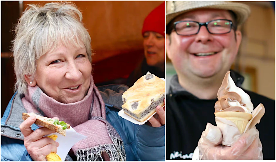 Für Ostpro-Chefin Ramona Oteiza darf der DDR-Mohnkuchen nicht fehlen. Lecker! Auch Softeis nach DDR-Rezeptur kann auf der Ostpro probiert werden.