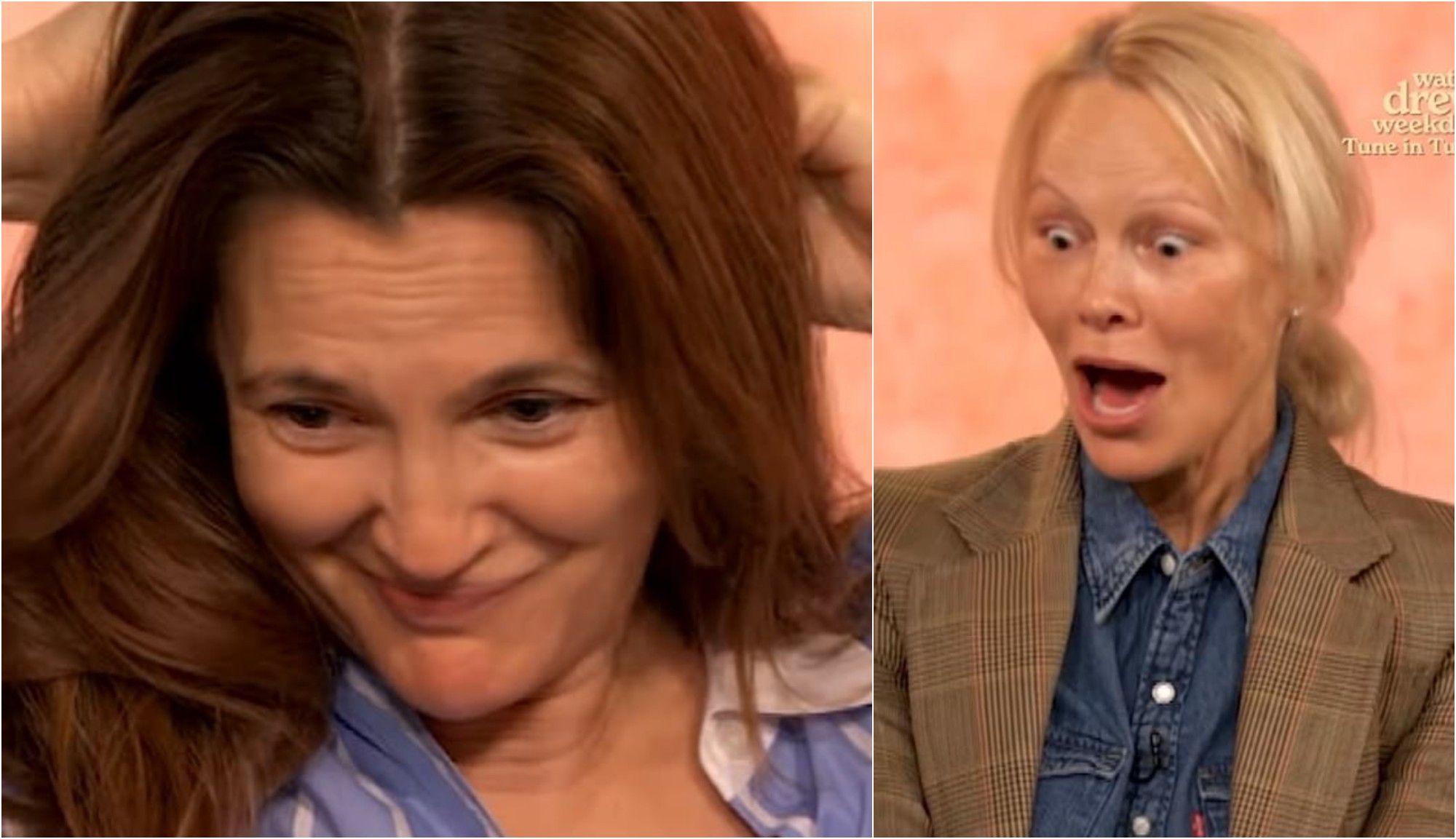 Drew Barrymore reißt sich live im TV ihre Haar-Teile raus