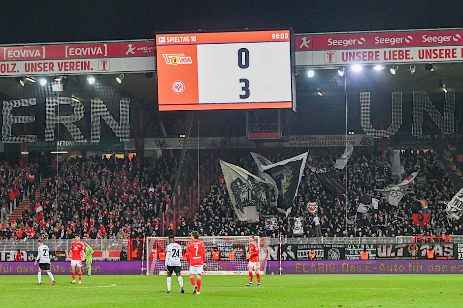 Sinnbild eines tristen Herbsts 2023 in Köpenick: Der 1. FC Union Berlin unterlag Eintracht Frankfurt in der vergangenen Saison deutlich.