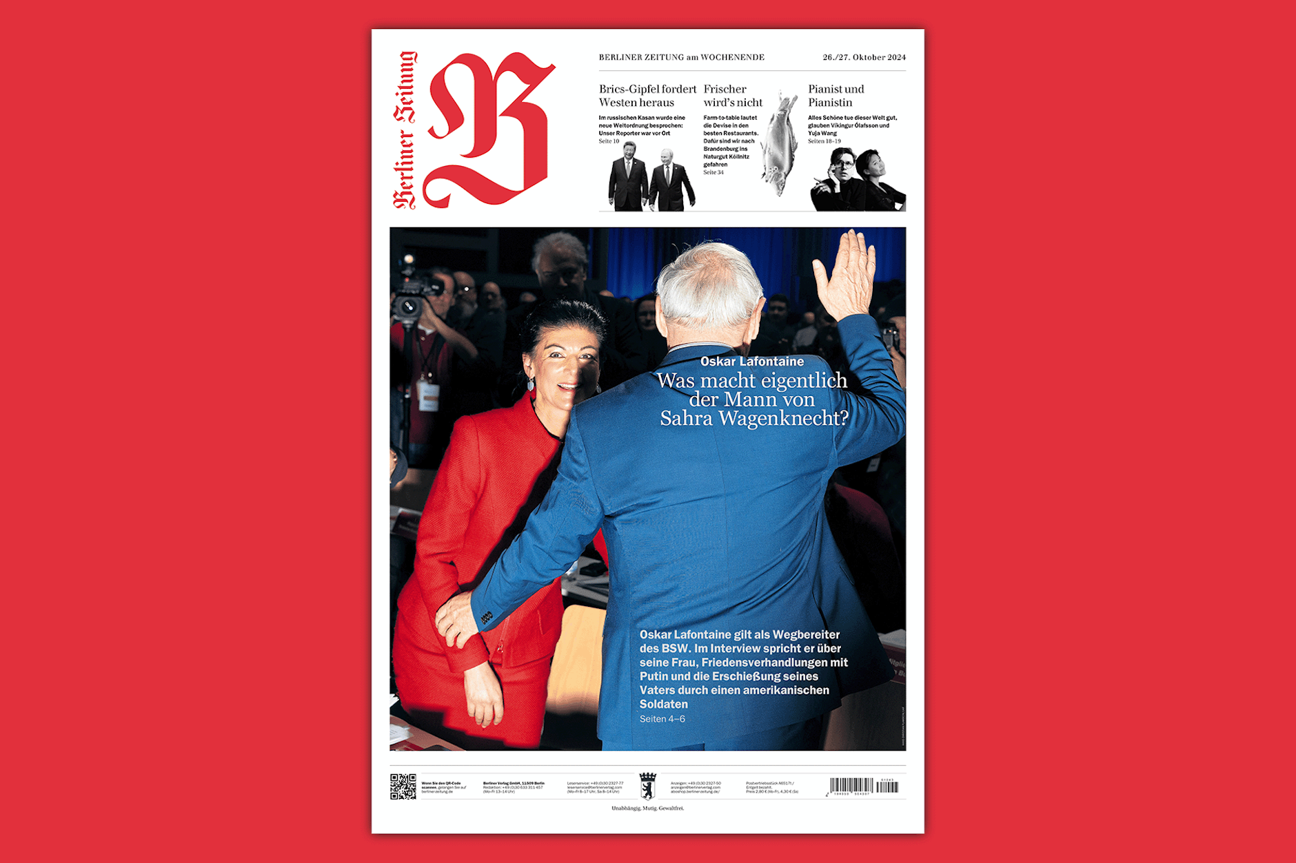 Das Cover der Wochenendausgabe vom 26./27. Oktober 2024.