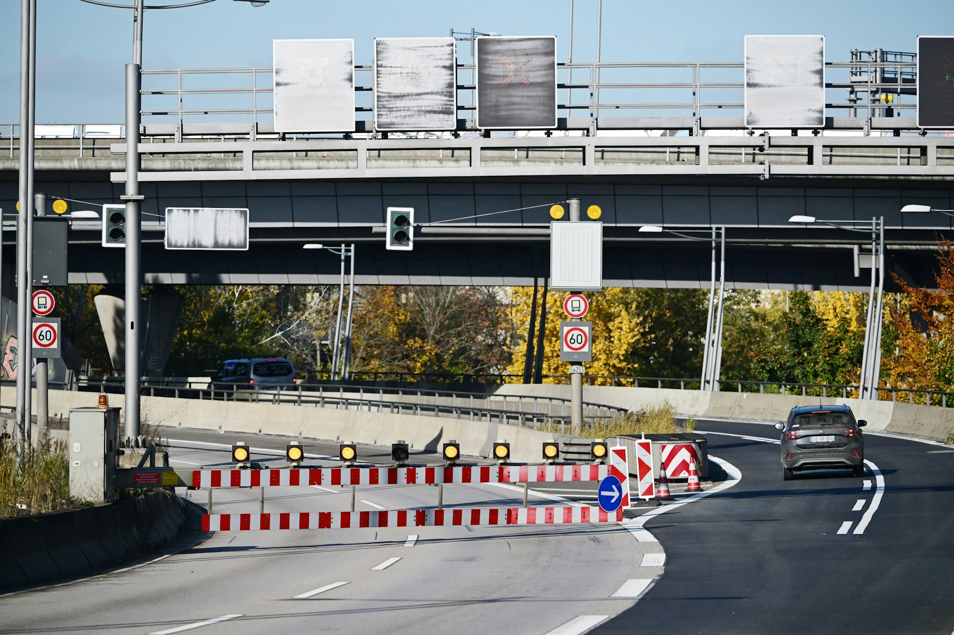 Sperrung Britzer Tunnel A100, fotografiert am 23.10.2024 in Berlin.