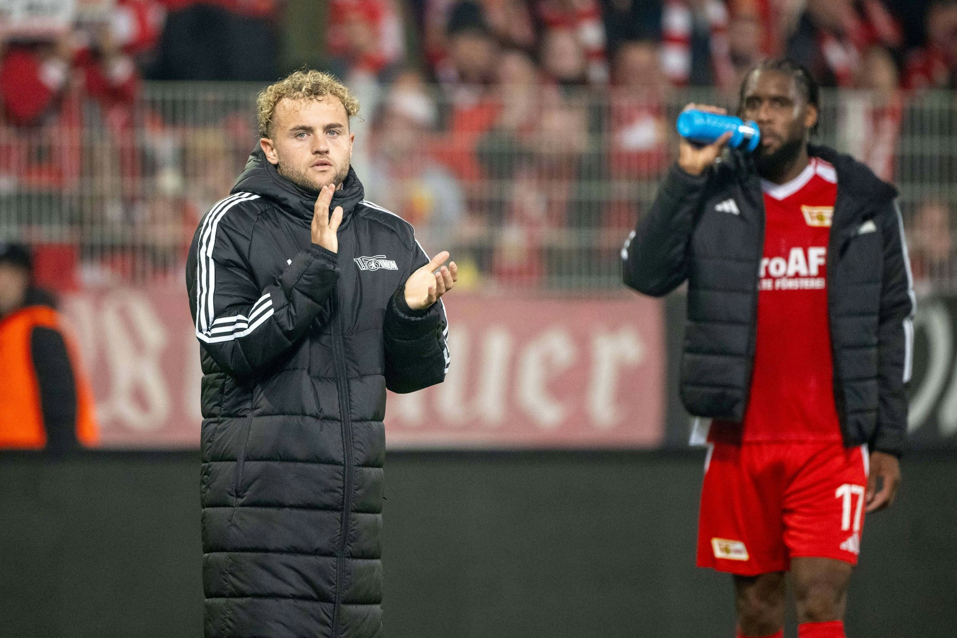 Benedict Hollerbach (l.) erzielte das Tor des 1. FC Union Berlin gegen Frankfurt, war nach Abpfiff aber trotzdem enttäuscht.