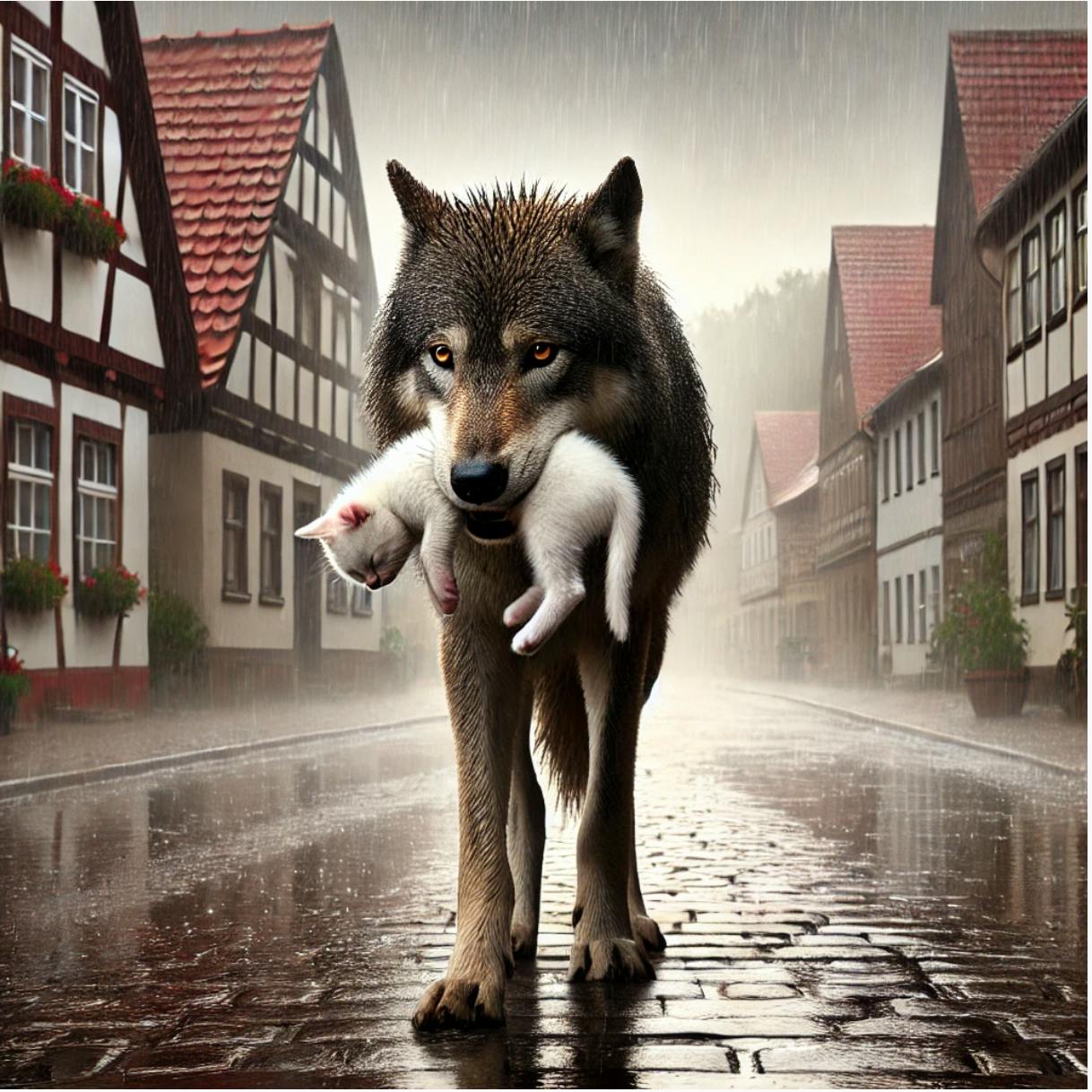 Im Kreis Teltow-Fläming soll ein Wolf einen Jagdhund getötet haben. In der Lausitz wurde nachgewiesen, dass eine Katze zur Beute wurde – der Jagdverband sieht ernstere Gefahr für Haustiere. (Das Bild wurde mithilfe einer KI generiert.)