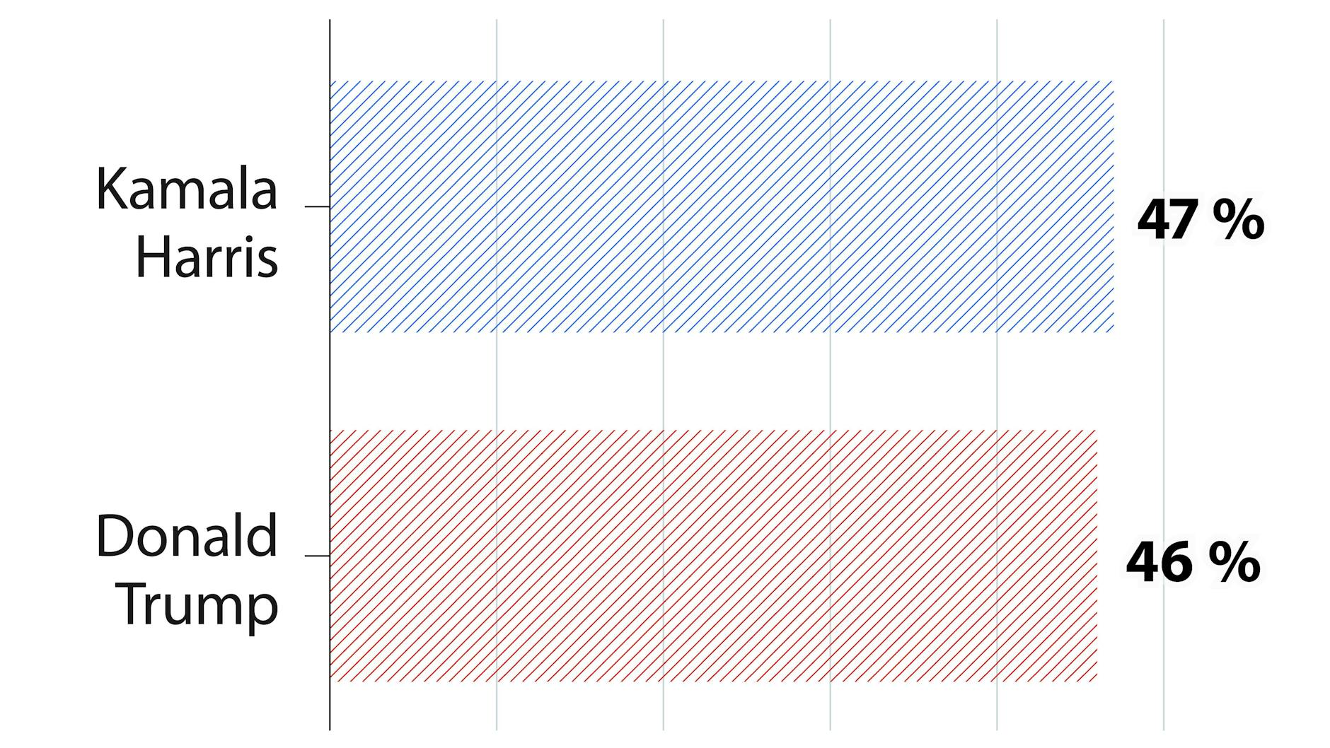 In Umfragen vom 1. November liegt Kamala Harris hauchdünn mit einem Prozentpunkt vorn. Reicht das zum Sieg gegen Donald Trump?