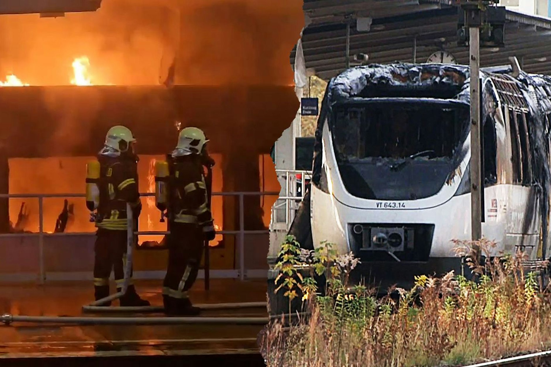 Am Bahnhof Ahrensfelde kam es in der Nacht von Sonnabend zu Sonntag zu einem Großeinsatz. Der ausgebrannte Zug bleibt nun vorerst dort stehen.