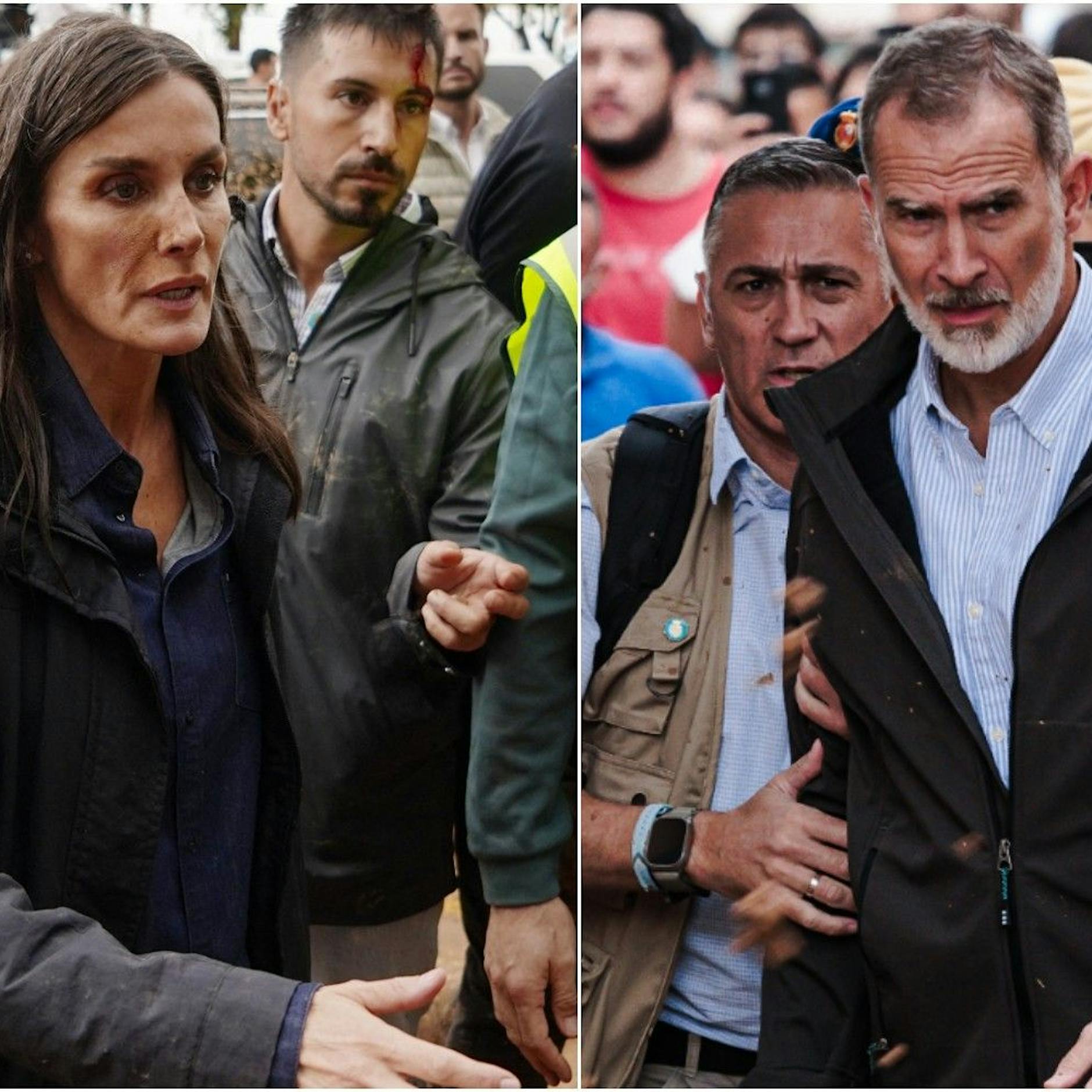 Horror-Flut: Spanier bewerfen Königspaar mit Schlamm und Steinen!