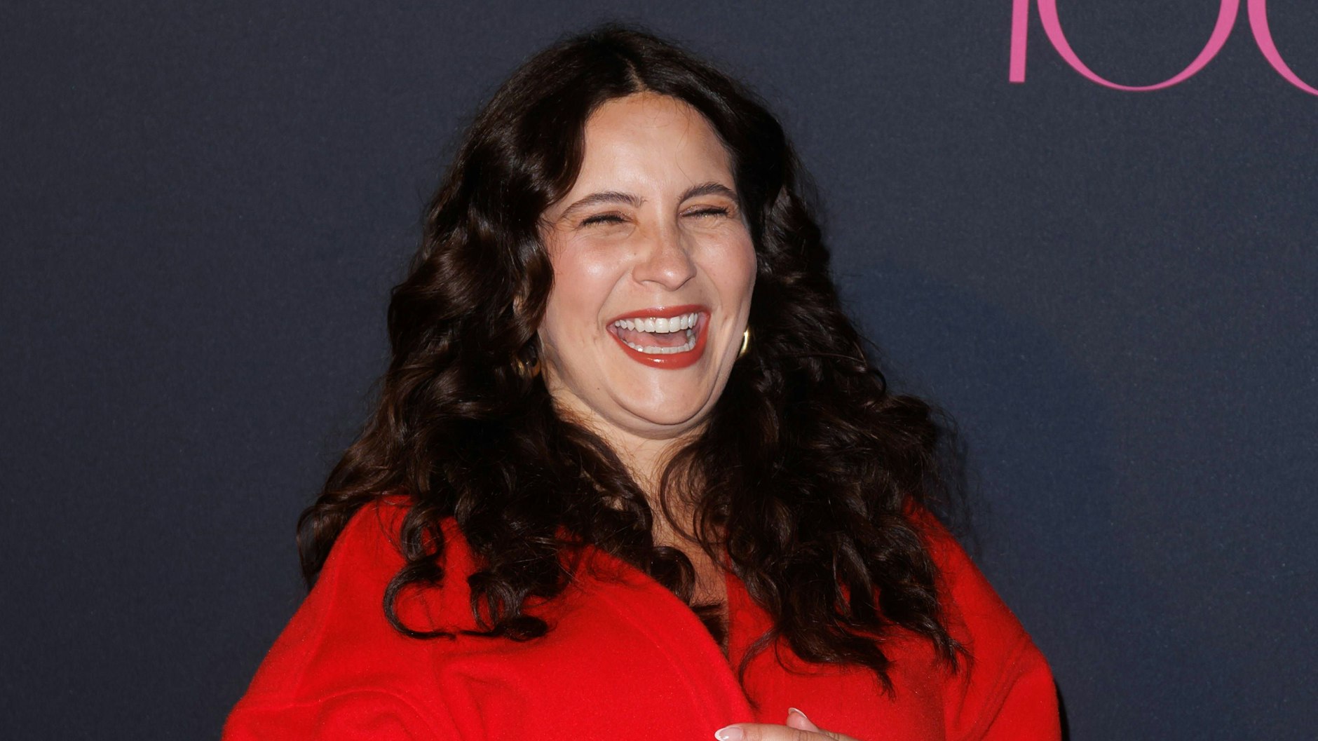 Chryssanthi Kavazi Anfang des Jahres, schwanger auf einem Event in Berlin.