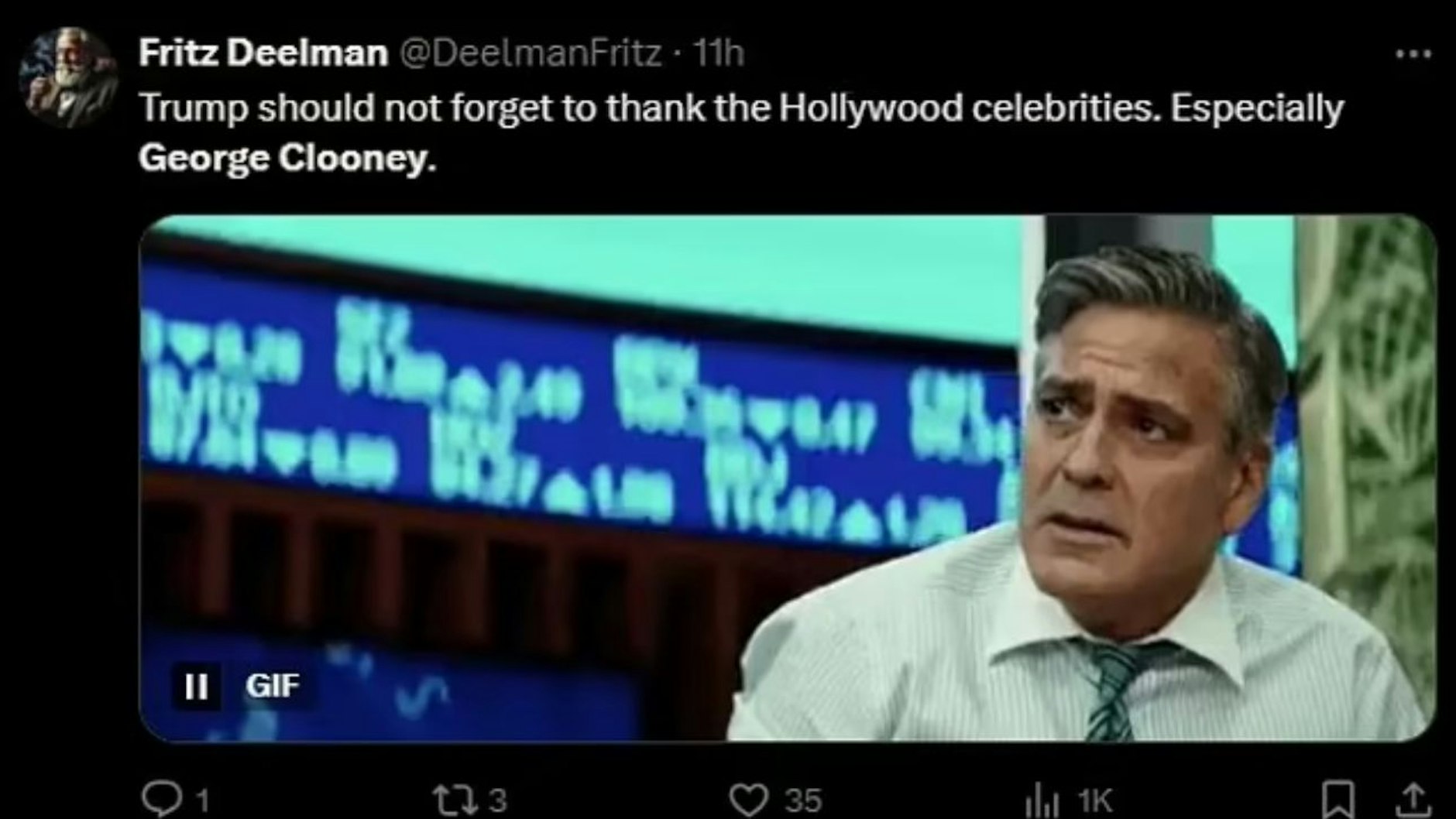 Ein User auf X schrieb: „Trump kann sich bei den Hollywood-Promis bedanken, aber besonders bei Clooney.“