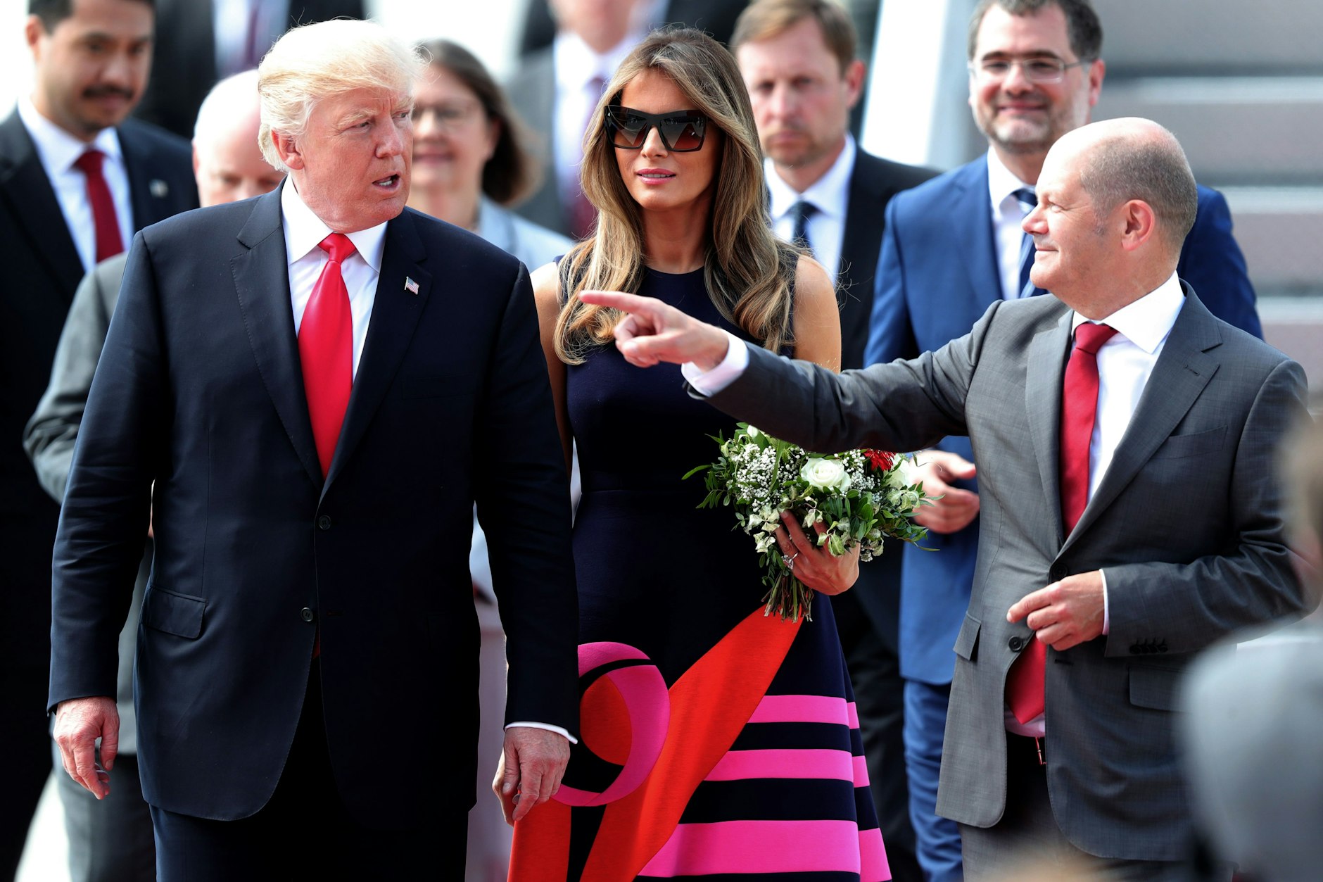 Donald Trump und Olaf Scholz (damals Erster Bürgermeister von Hamburg) beim G20-Gipfel in Hamburg 2017.