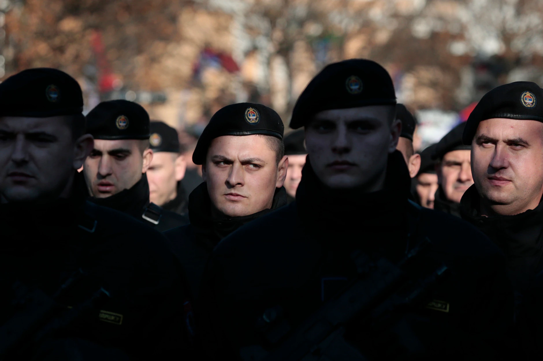Banja Luka: Mitglieder der Polizei der Republika Srpska marschieren bei einer Parade anlässlich des 27. Jahrestages der Republika Srpska mit, 2019.