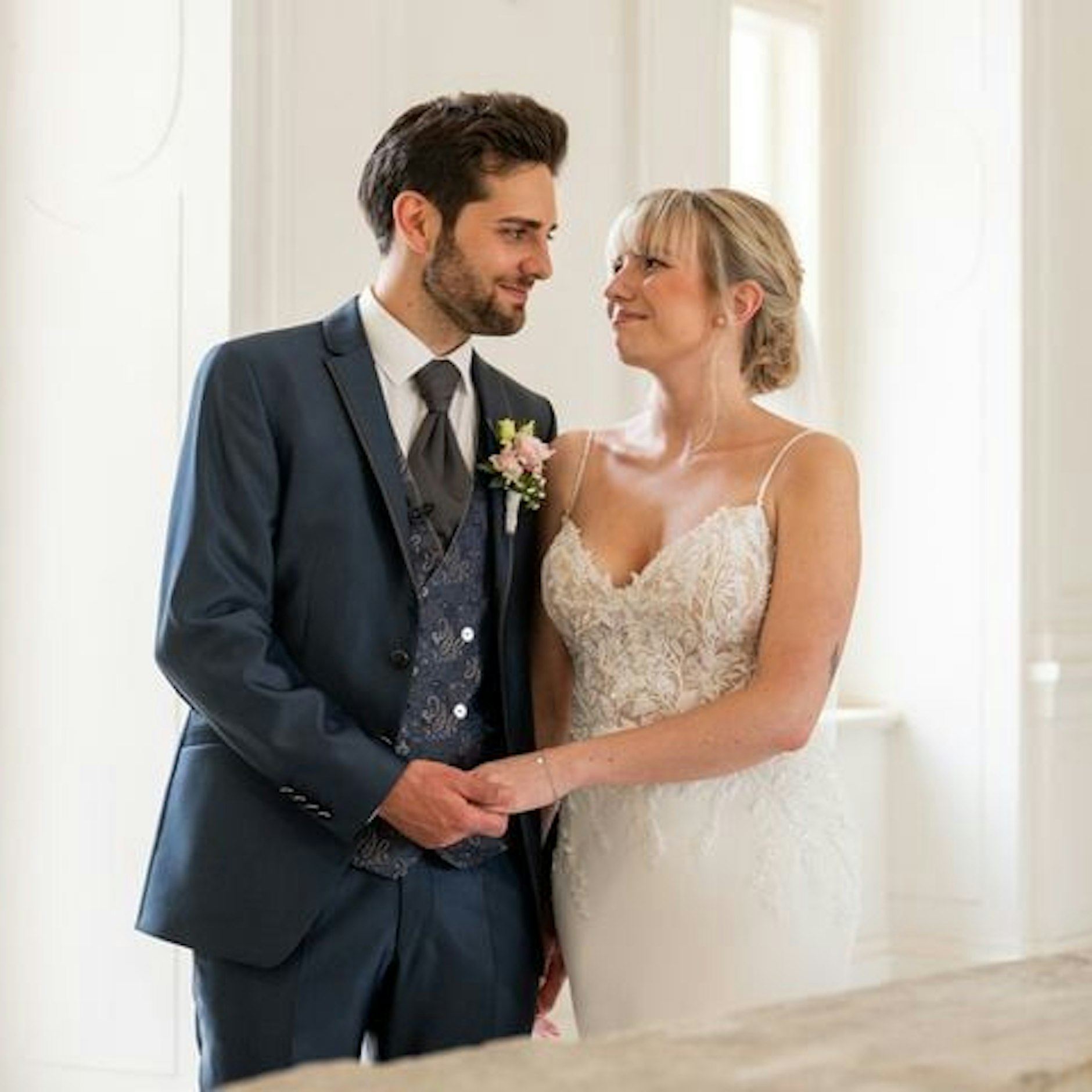 Verstehen sich prächtig: Toni und Pia heirateten in der Sendung „Hochzeit auf den ersten Blick“.