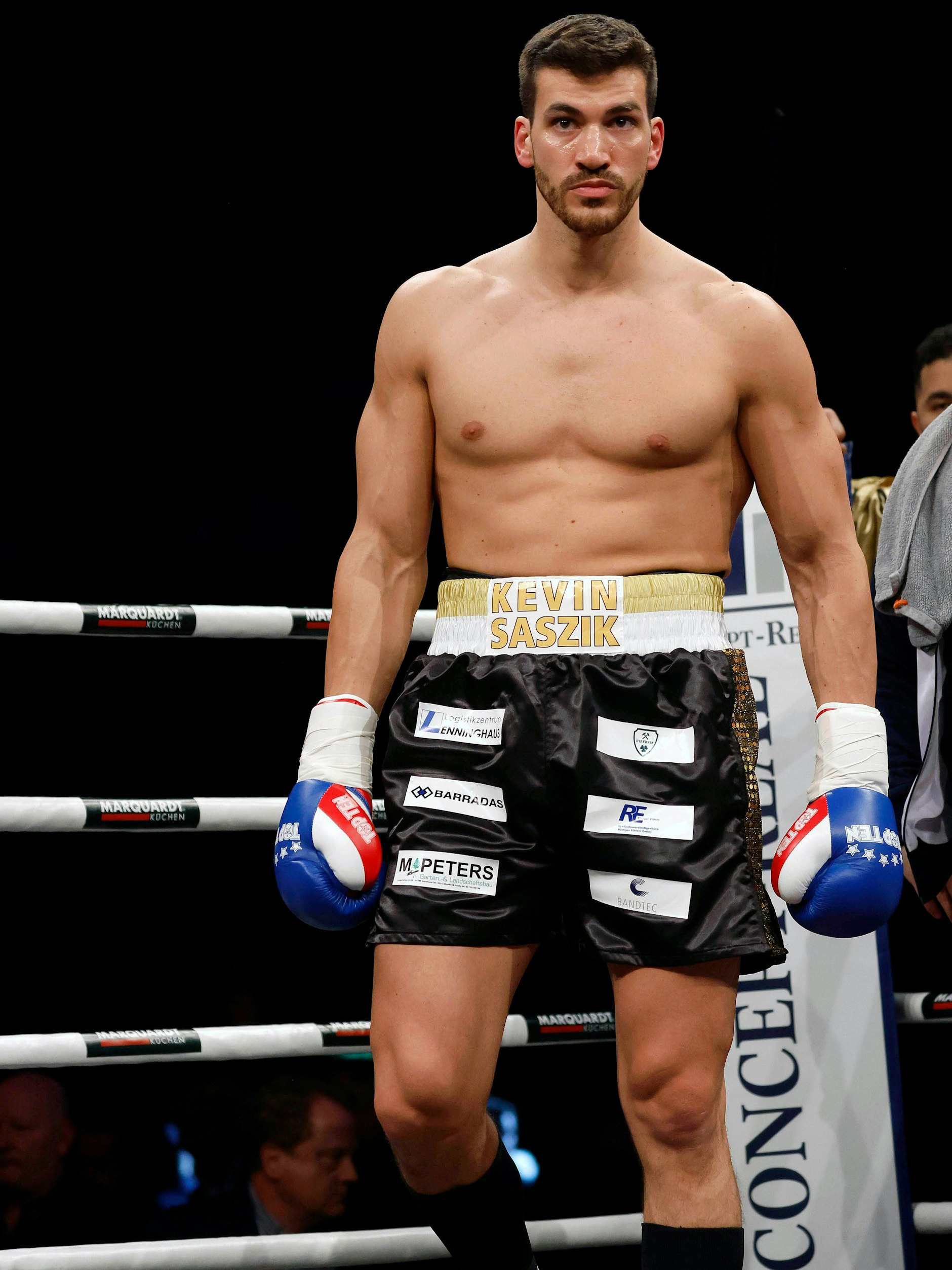 Kevin Saszik bei einem Boxkampf im März 2023.