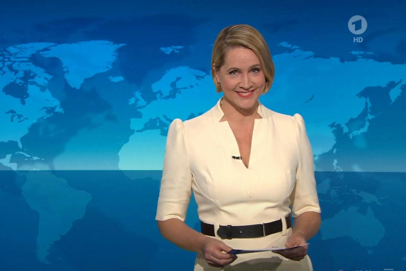 Judith Rakers bei ihrem letzten Auftritt für die ARD-"Tagesschau" im Januar 2024.