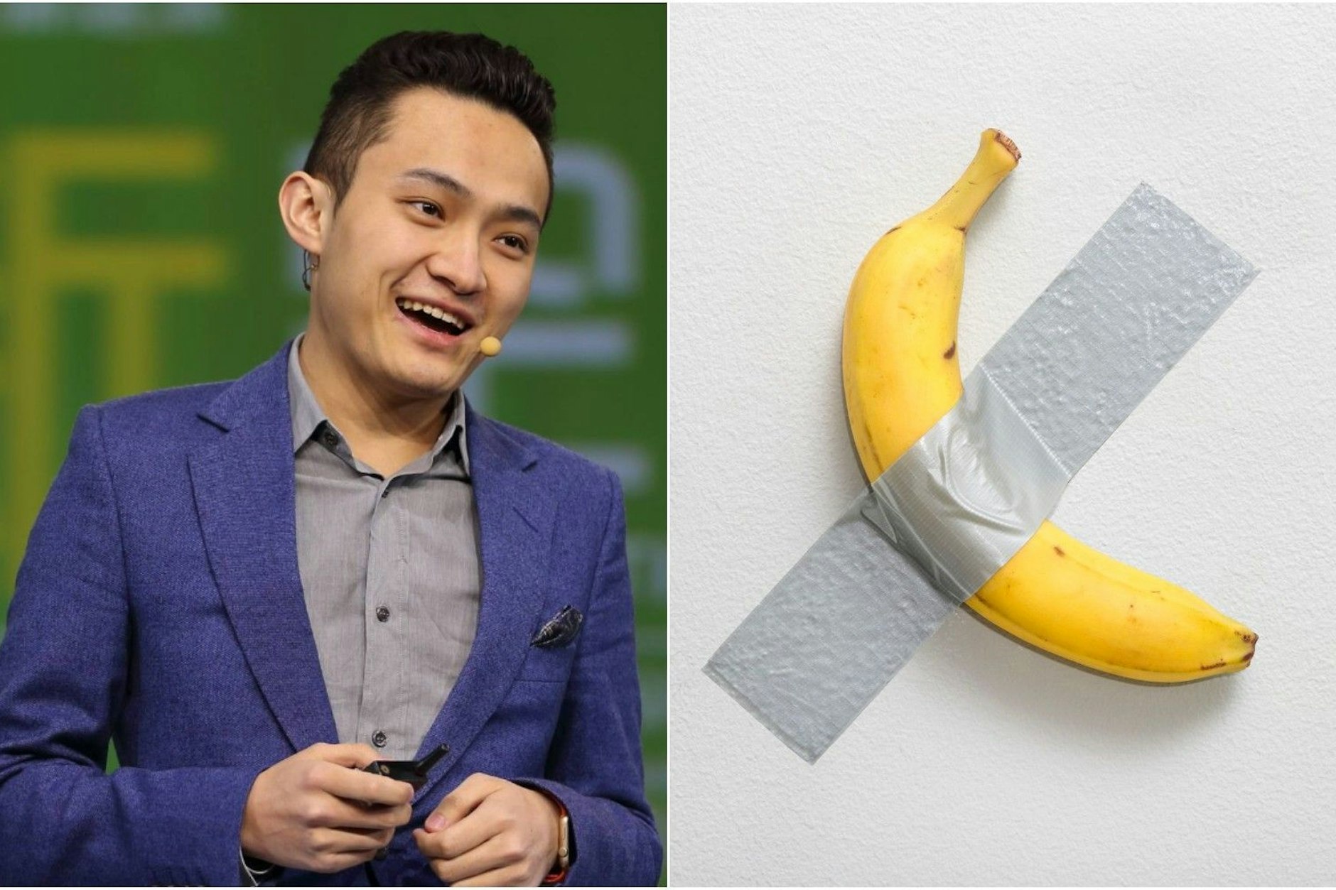 Der in China geborene Krypto-Unternehmer Justin Sun ließ 6,2 Millionen Dollar für das Bananenkunstwerk des Italieners Maurizio Cattelan springen.
