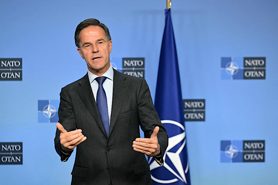 Nato-Generalsektretär Mark Rutte vor einer Pressekonferenz