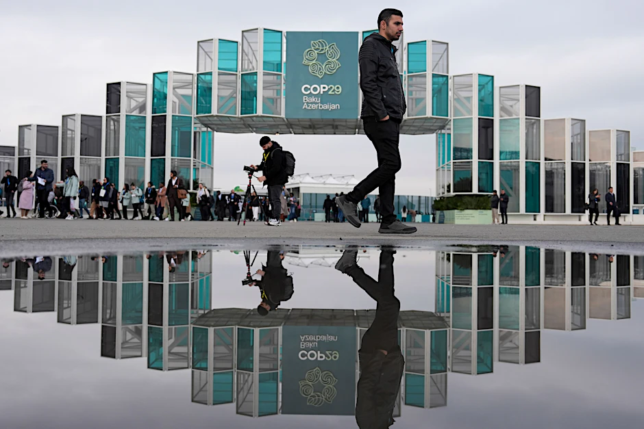 Ankunft am Eingang der COP29-Konferenzstätte in der aserbaidschanischen Hauptstadt Baku