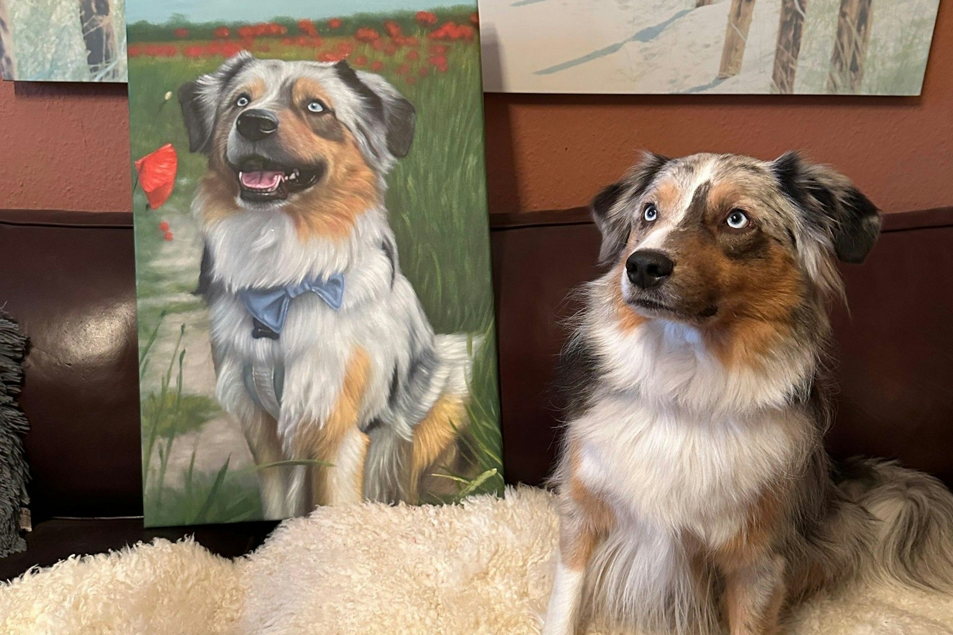 Hundeskanzler Lenni mit seinem Gewinnerportrait.