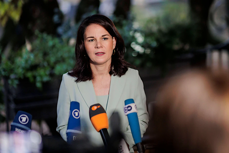 Bundesaußenministerin Annalena Baerbock am Rande eines Treffens der G7-Außenminister in der italienischen Stadt Fiuggi.