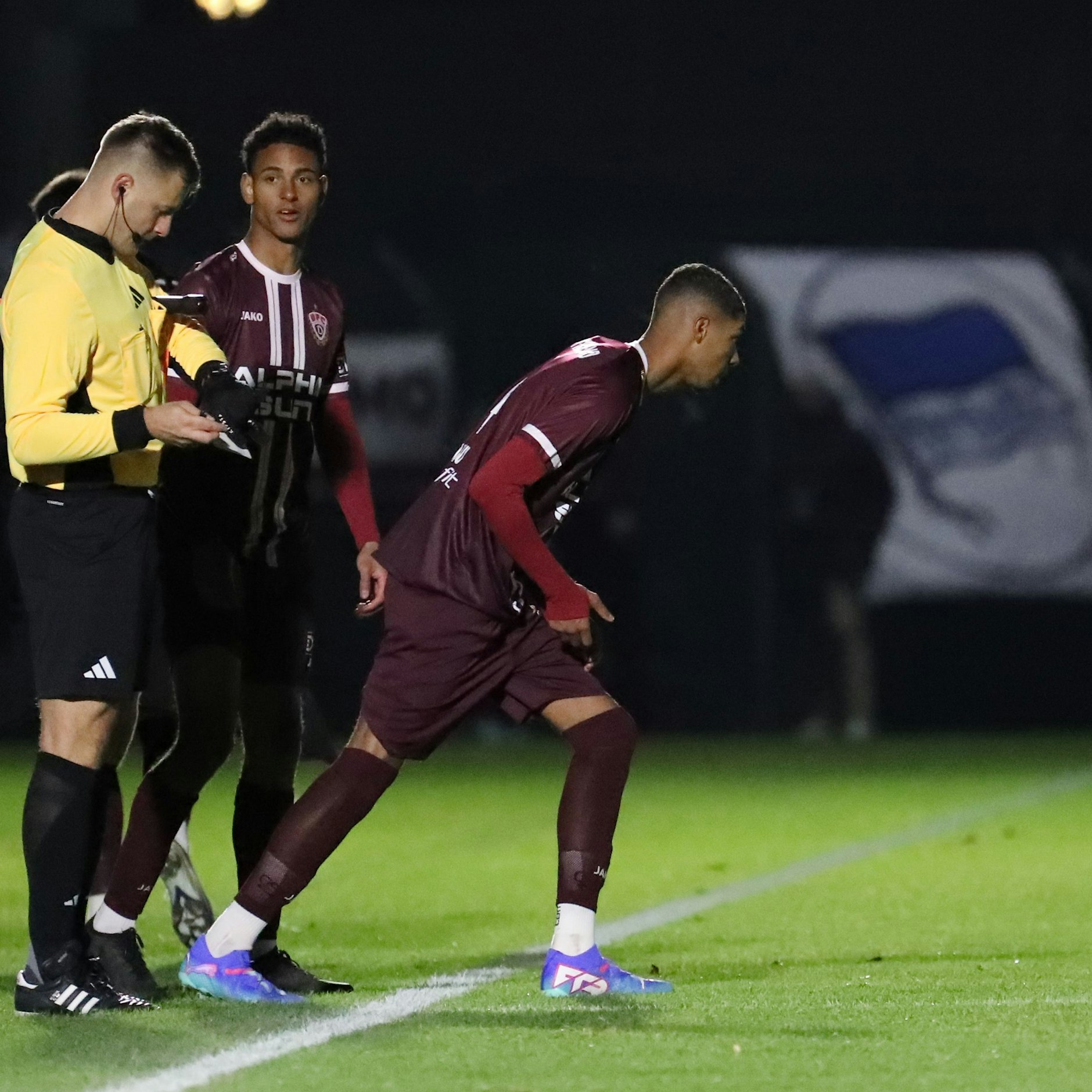 Der Moment des Comebacks und des Debüts: Amiro Amadou läuft gegen Hertha BSC auf den Rasen.