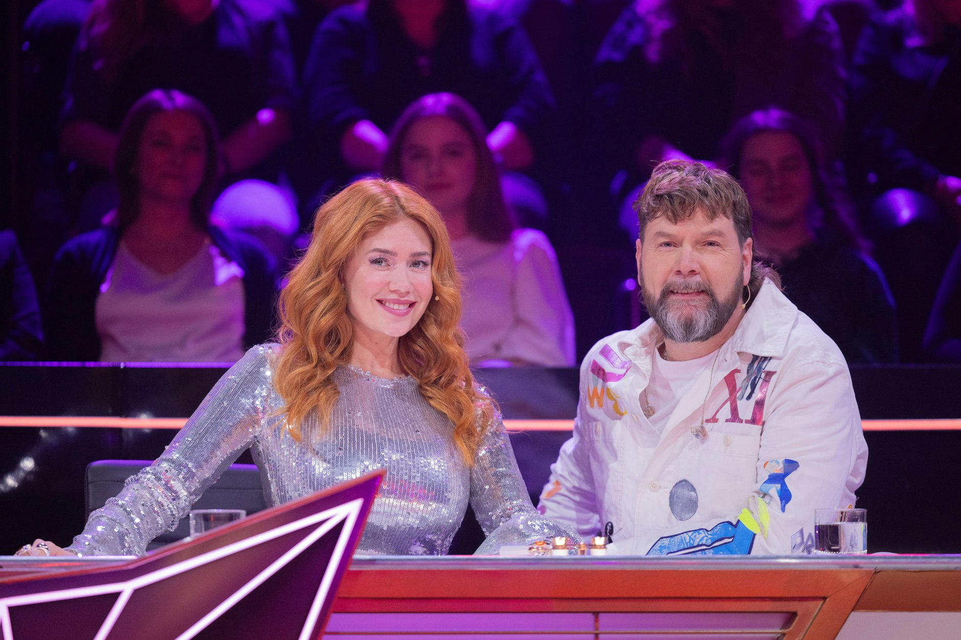 Rea Garvey und Palina Rojinski bei „The Masked Singer“.