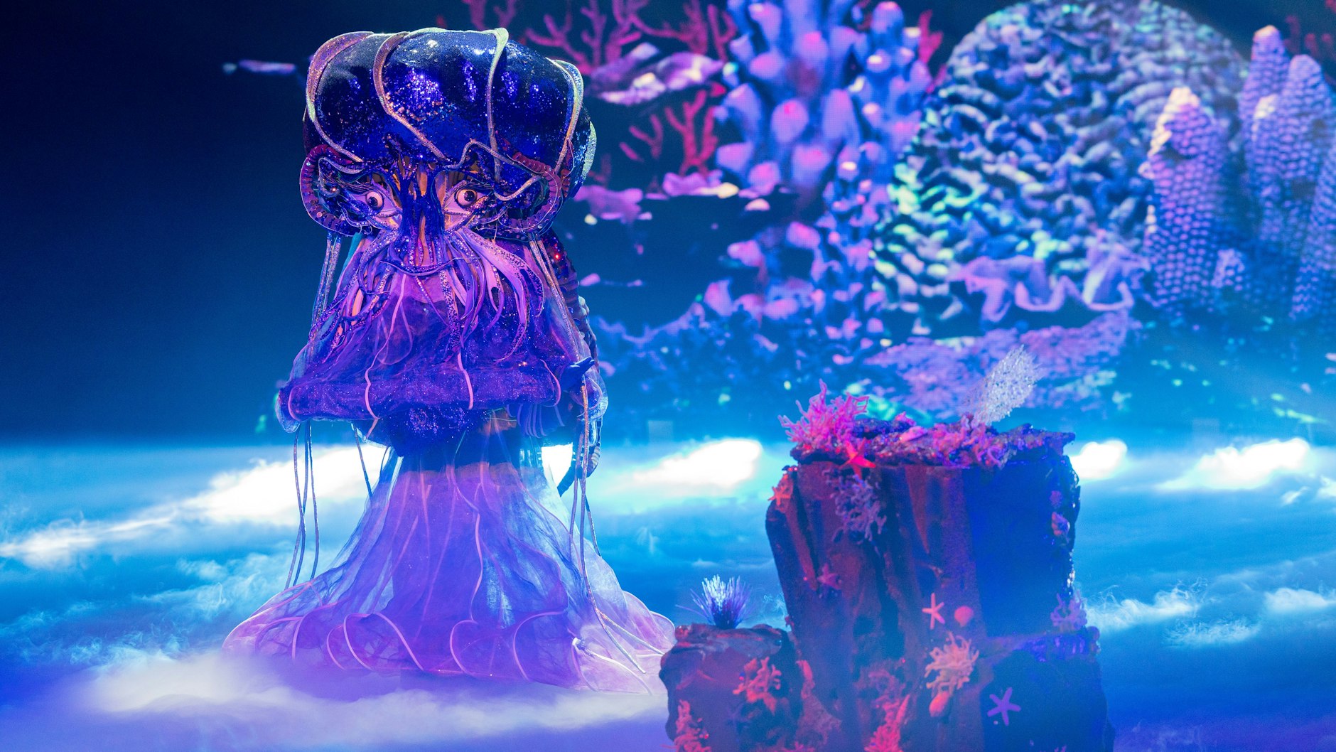 Die Qualle bei ihrem Auftritt auf der Bühne von „Masked Singer“.