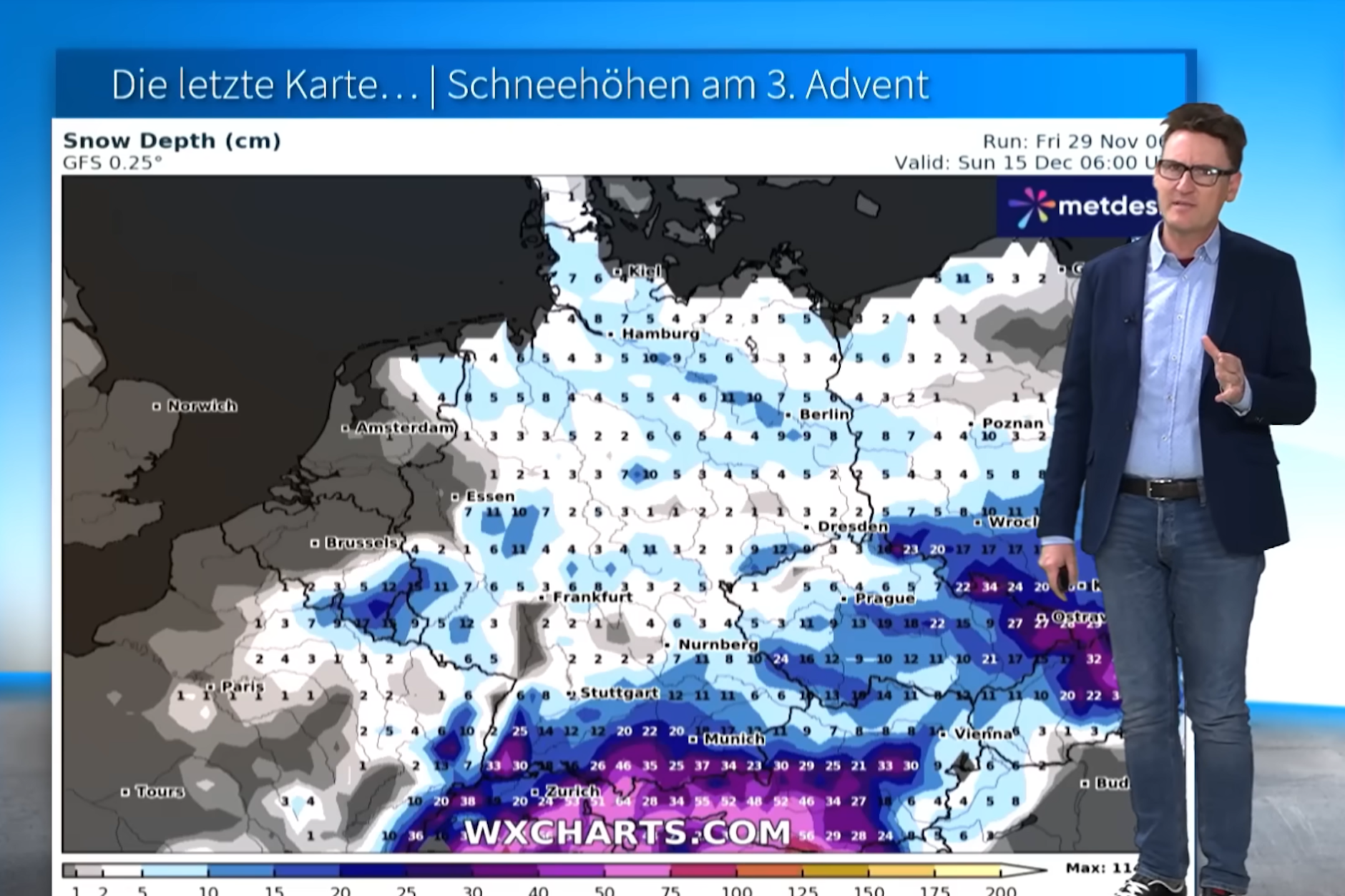 Die neuesten Prognosen sagen extreme Schneehöhen vorher - doch Dominik Jung von wetter.net zweifelt daran, dass das Wetter sich wirklich so entwickelt.