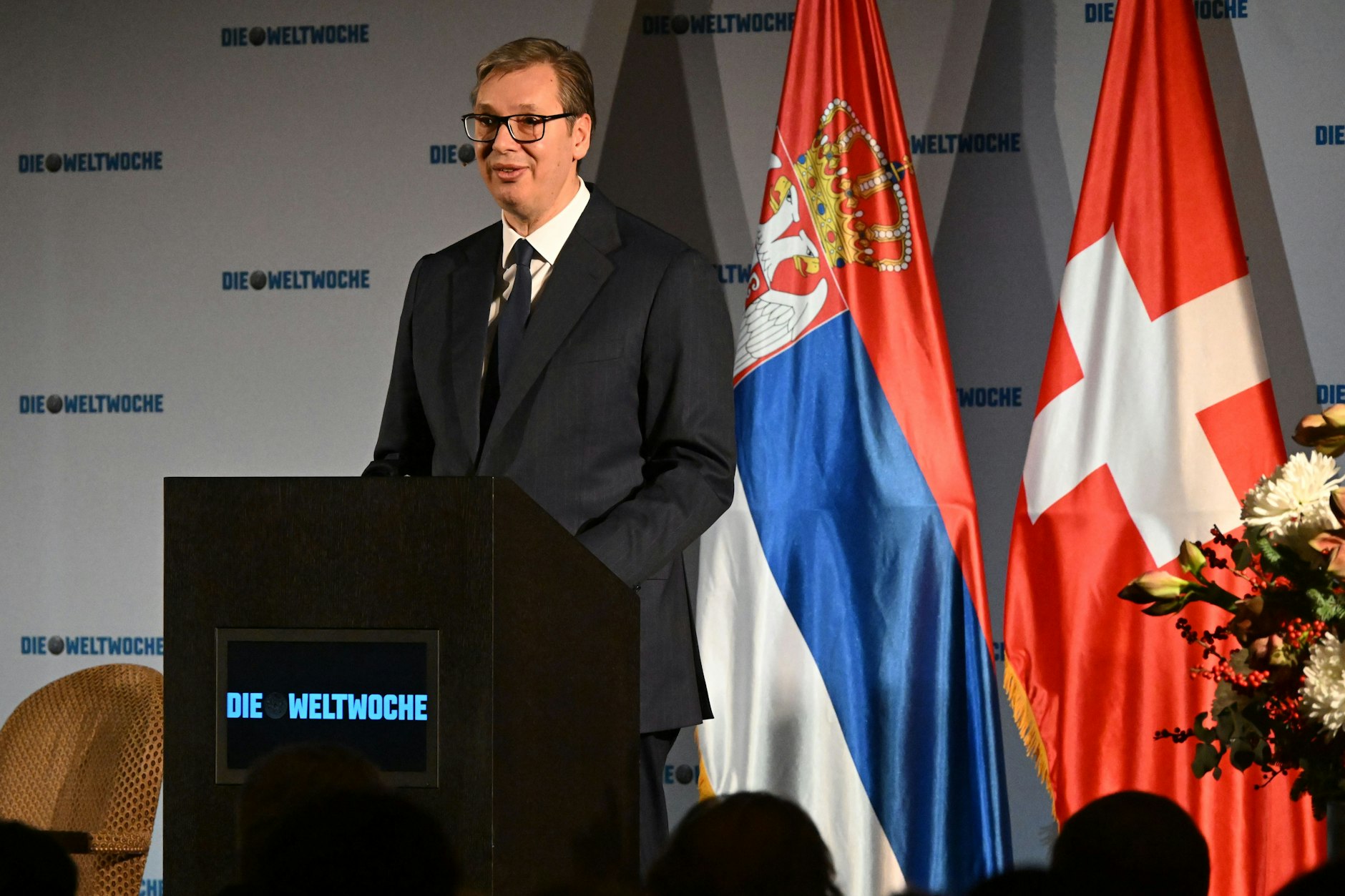 Aleksandar Vučić, Staatspräsident der Republik Serbien, bei einer Podiumsdiskussion der Schweizer „Weltwoche“.