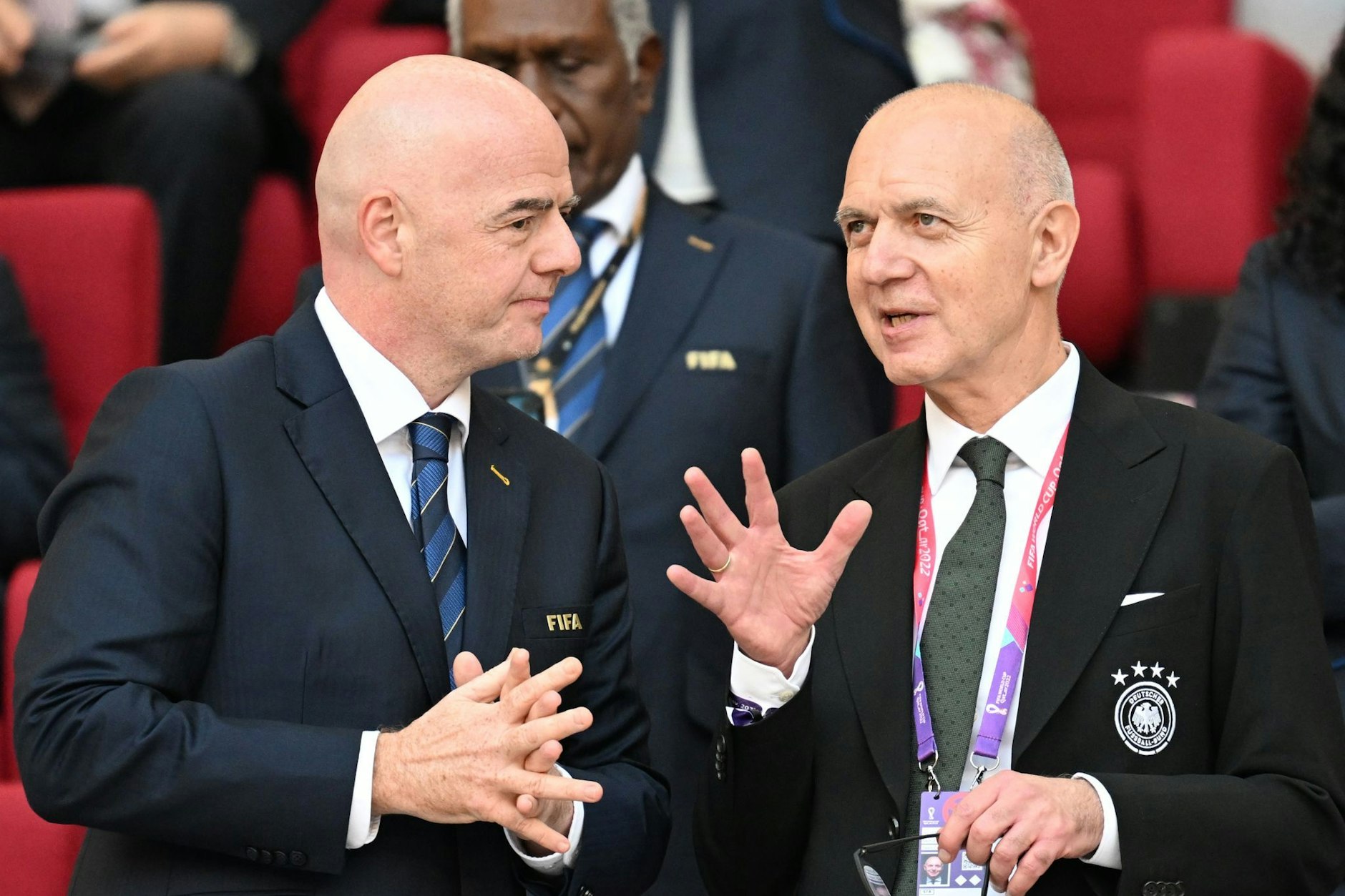 Fifa-Präsident Giovanni Infantino (l.) kann auf die Unterstützung von DFB-Präsident Bernd Neuendorf bauen.