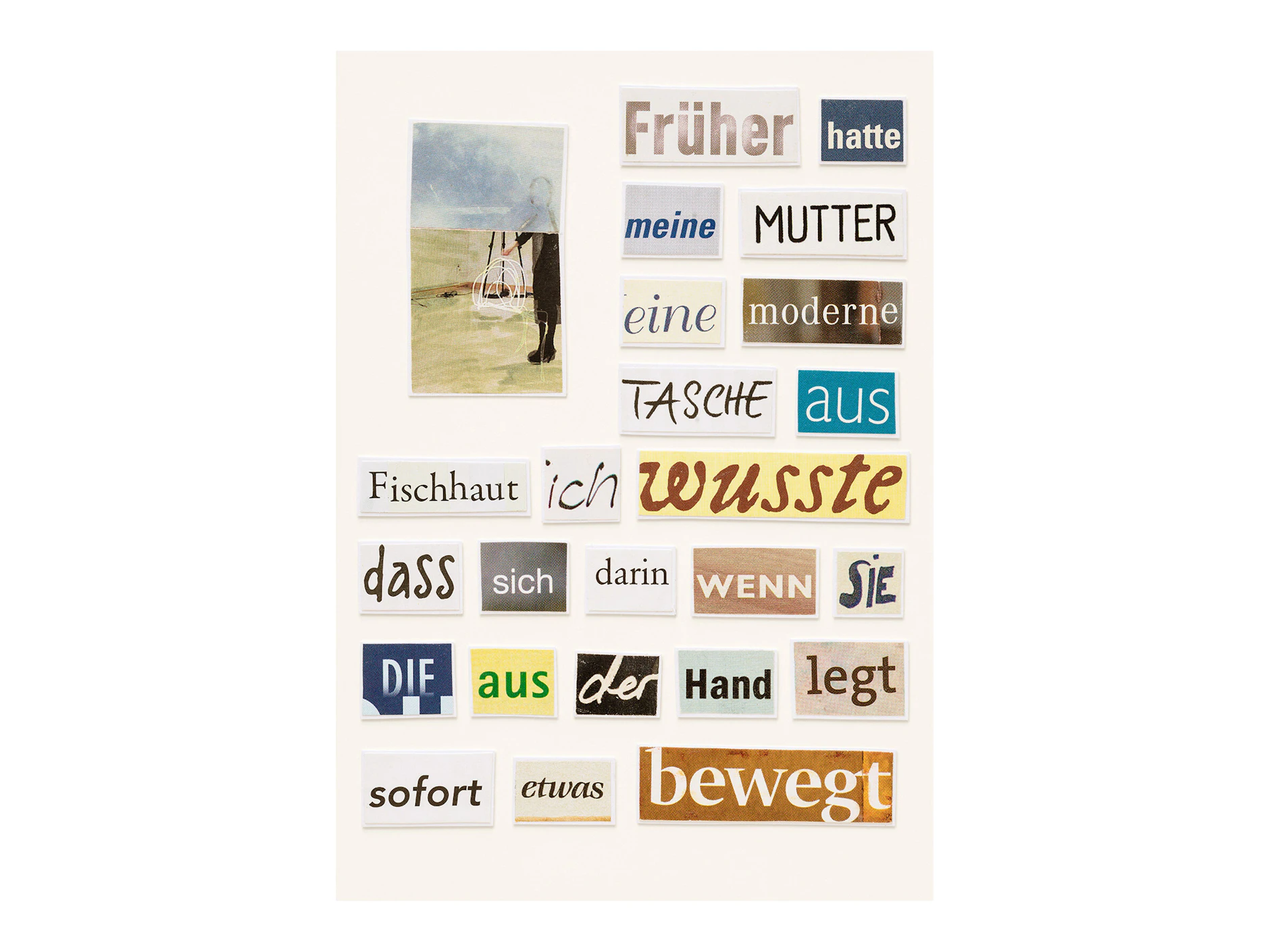 Collage von Herta Müller: Mehrere Wortcollagen der Literatur-Nobelpreisträgerin hat Lumas in zwei Formaten aufgelegt. Ab 96 Euro.