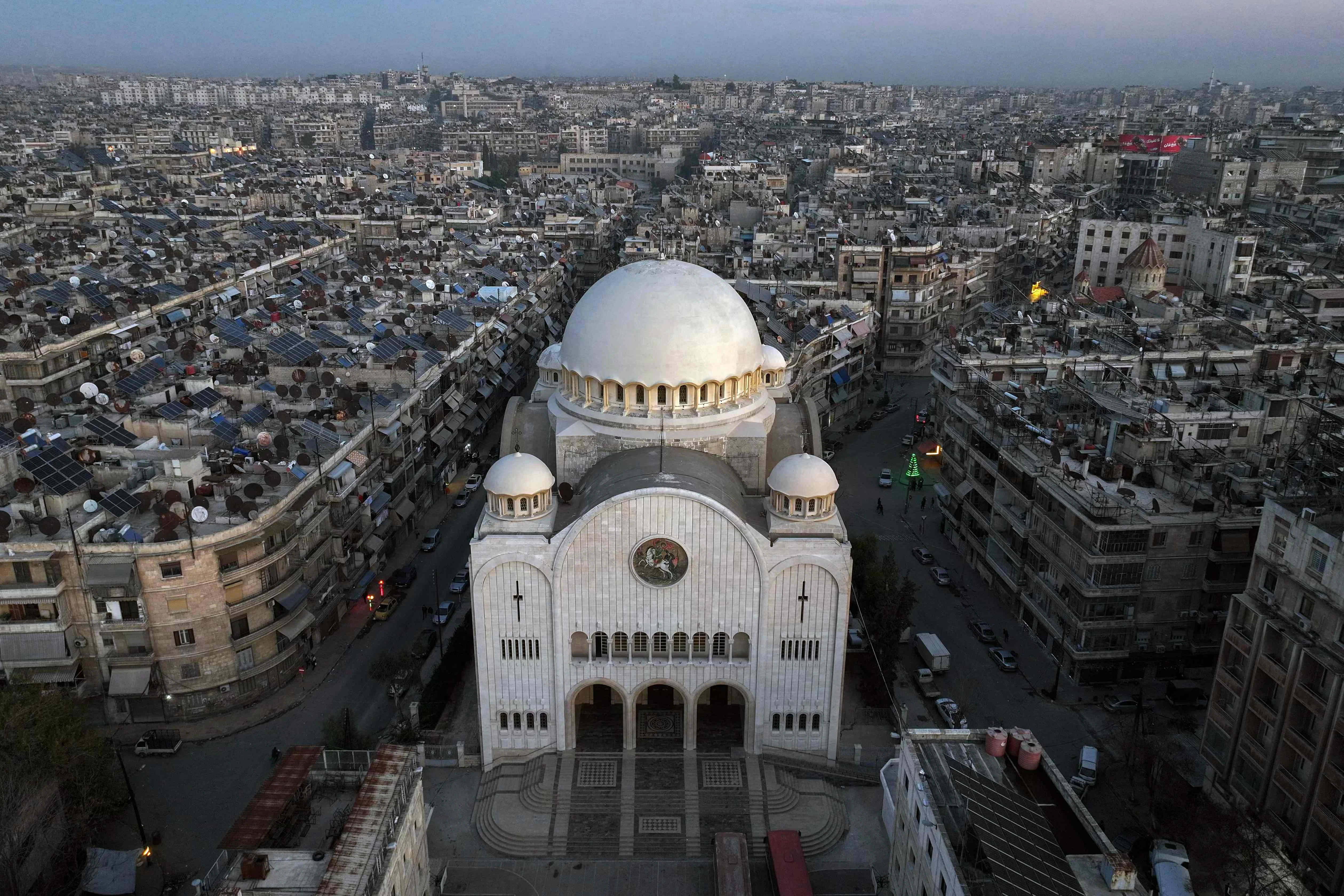 Blick auf die Kathedrale der griechisch-katholischen Gemeinschaft in Aleppo