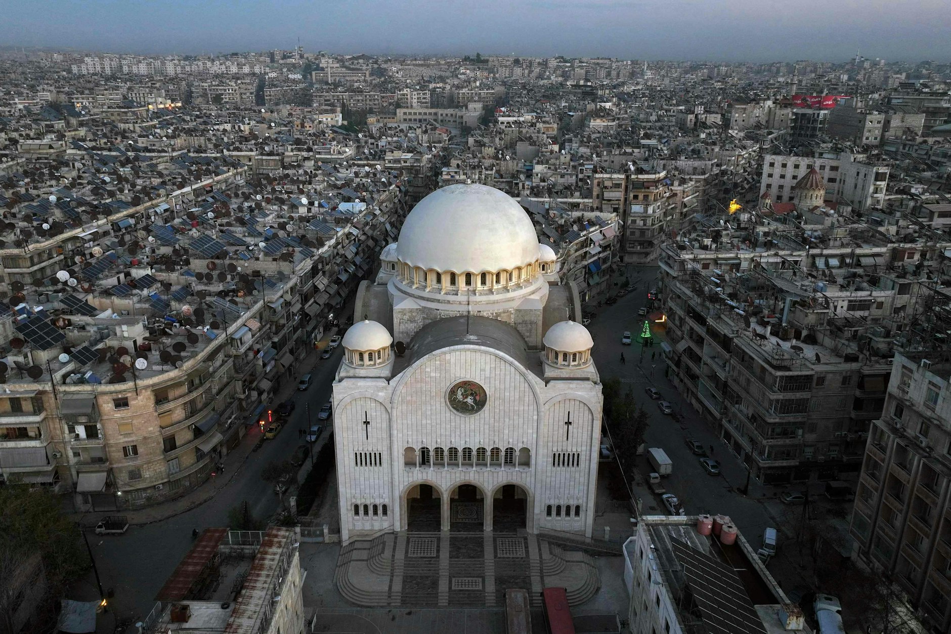 Blick auf die Kathedrale der griechisch-katholischen Gemeinschaft in Aleppo
