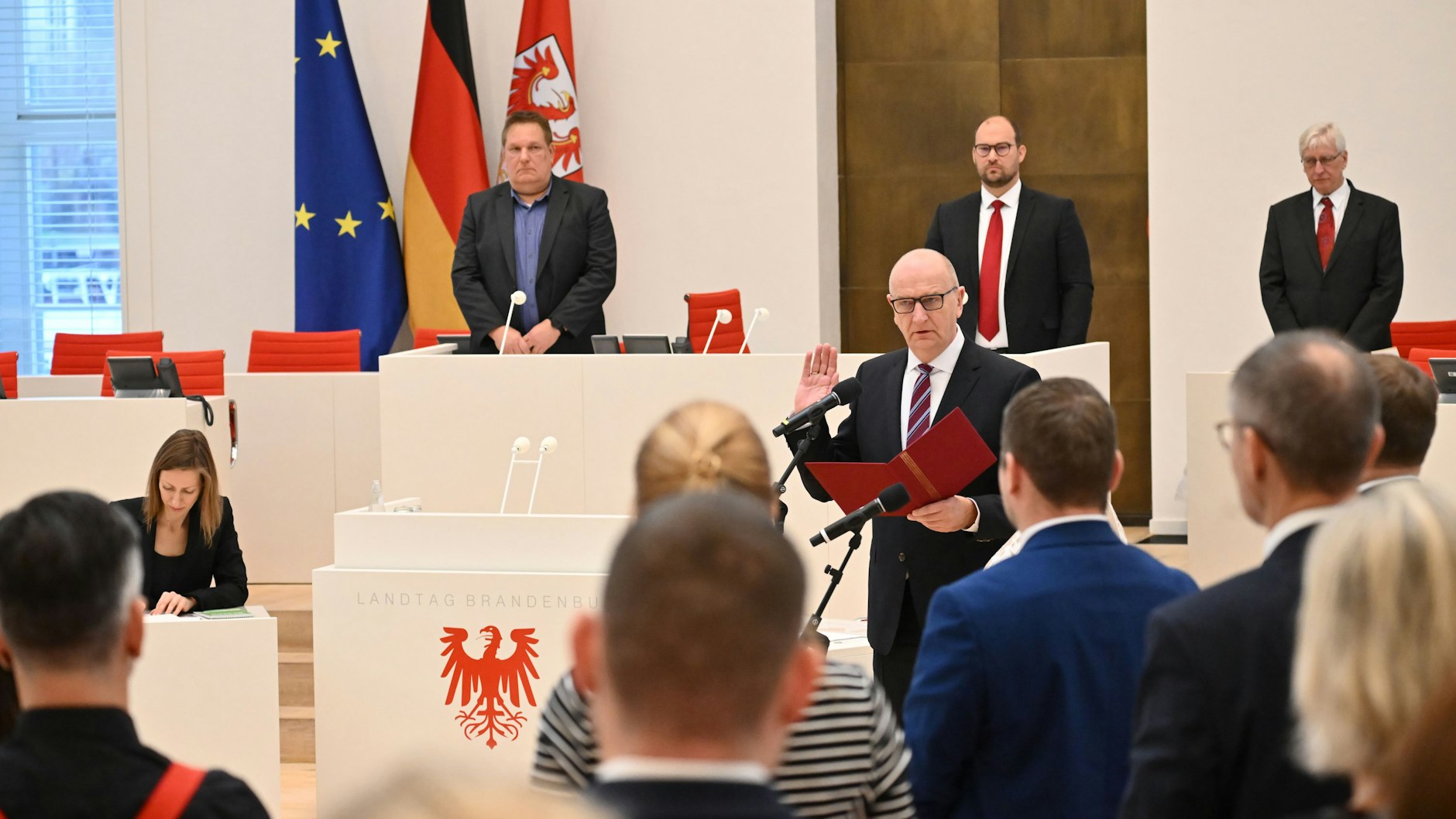 Dietmar Woidke (SPD) bei seiner Vereidigung zum Ministerpräsidenten. 