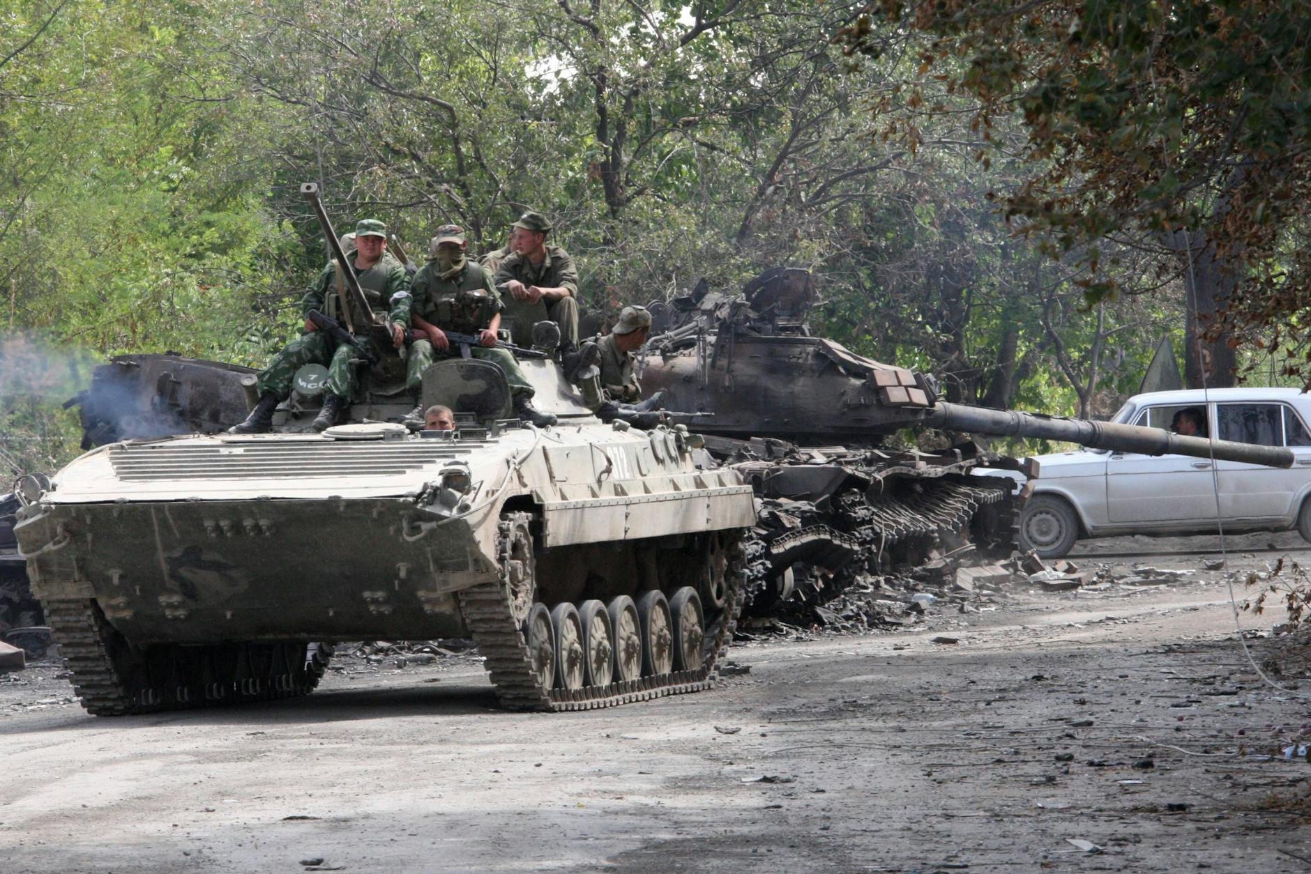 Russische Truppen in Georgien während des Kaukasuskriegs 2008.