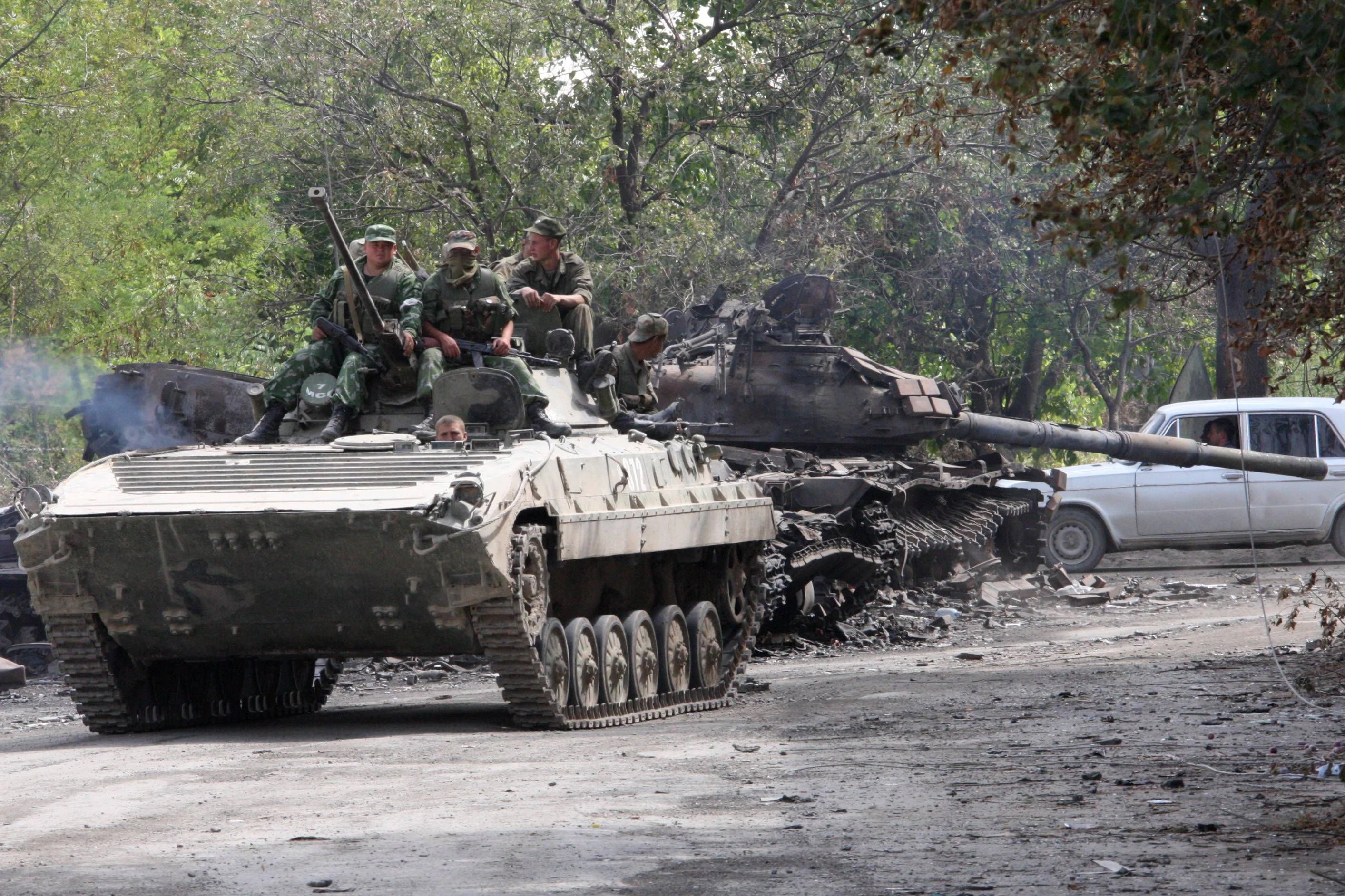 Russische Truppen in Georgien während des Kaukasuskriegs 2008.