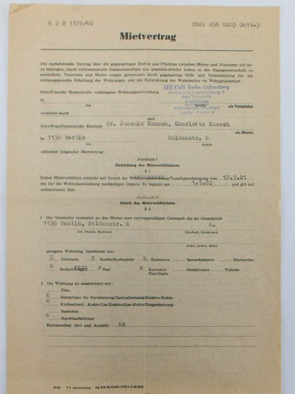 Ein DDR-Mietvertrag. Er schützt den Mieter ab jetzt nicht mehr.