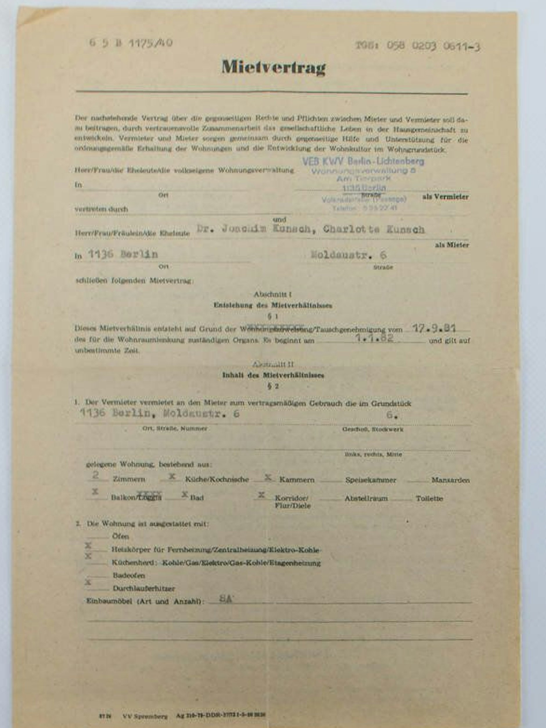 Ein DDR-Mietvertrag. Er schützt den Mieter ab jetzt nicht mehr.