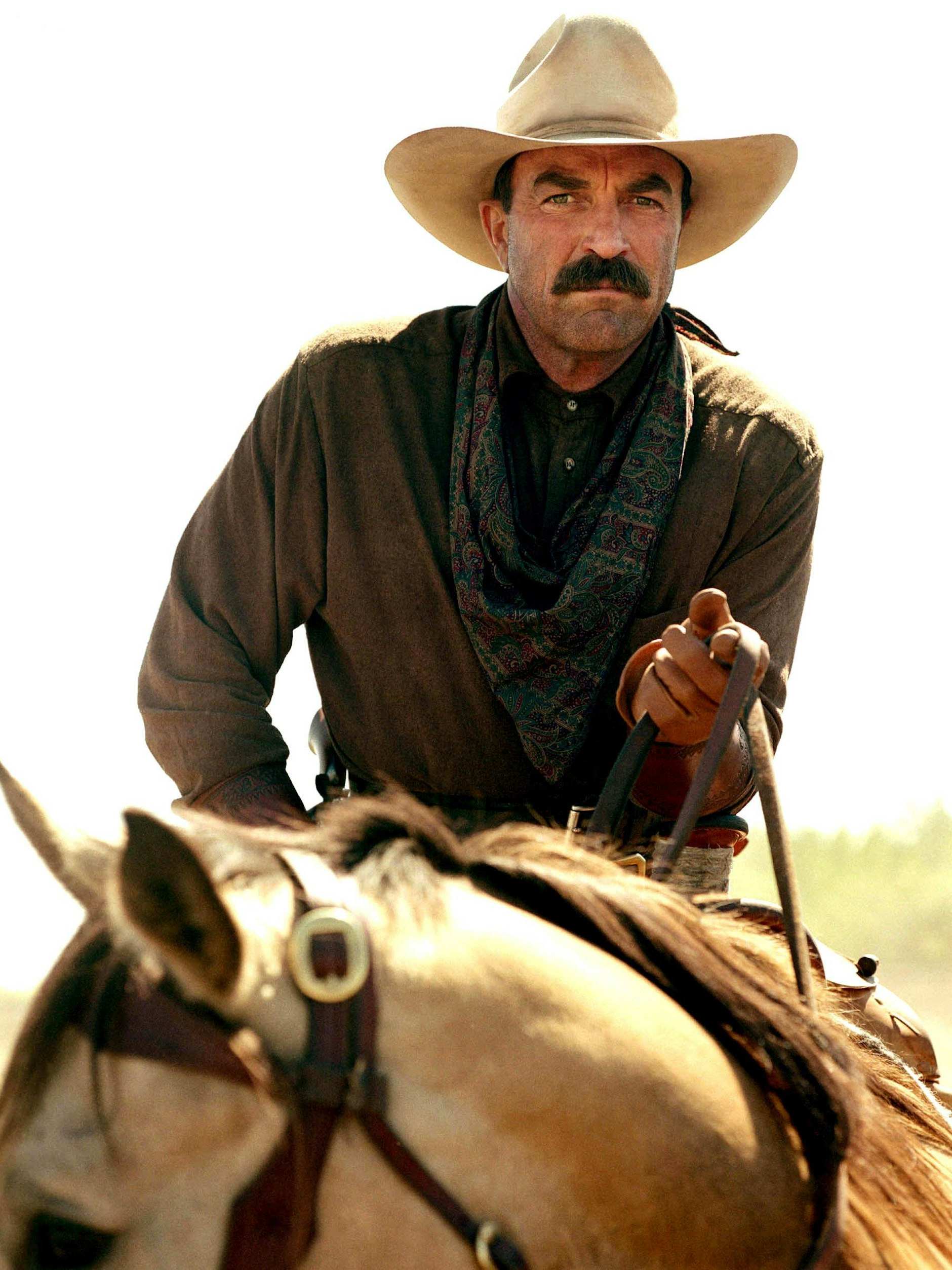 Das letzte Mal trug Tom Selleck vor 21 Jahren in dem TV-Film „Monte Walsh“ einen Cowboy-Hut.