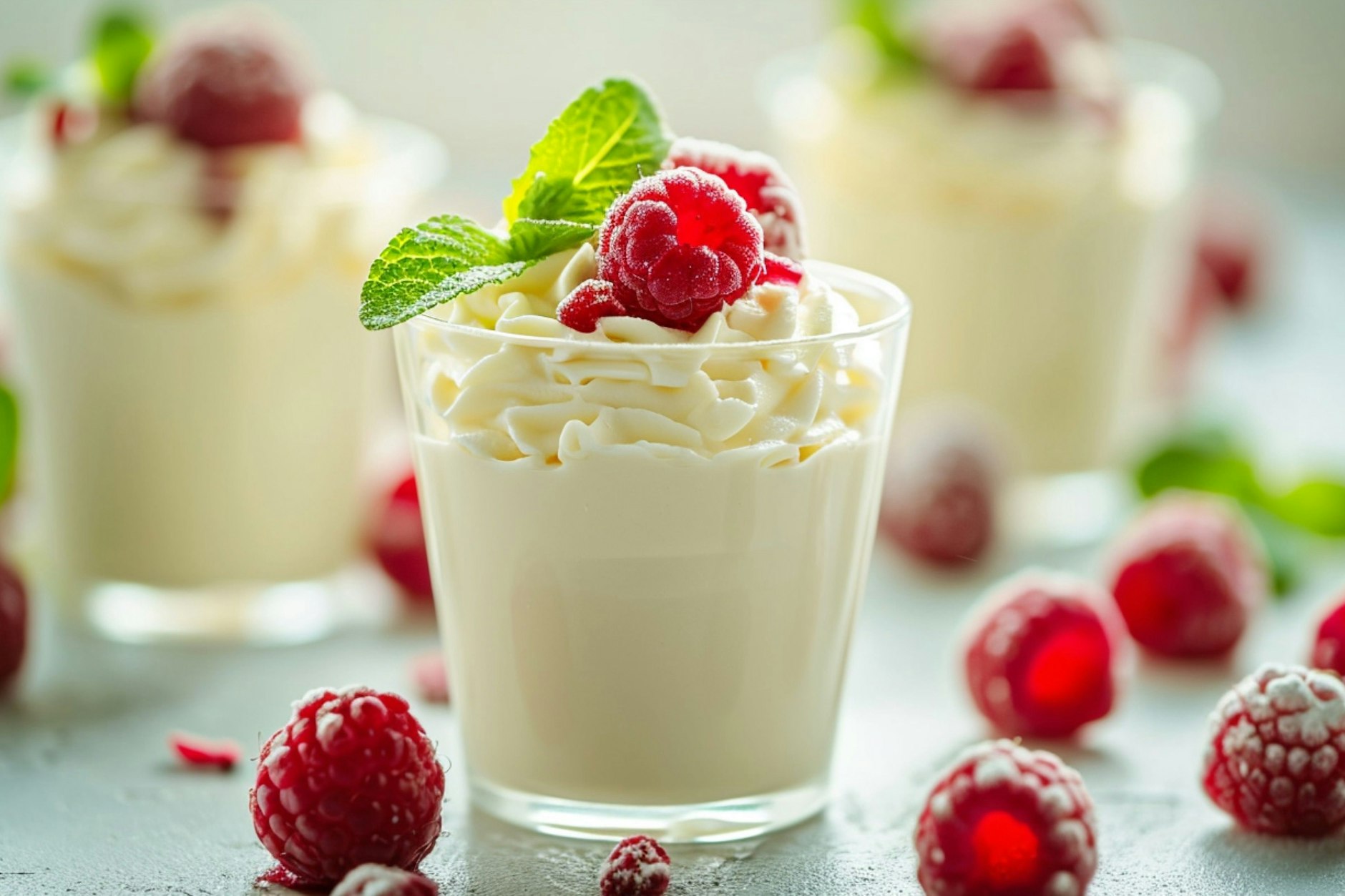 Die leckere Eierlikör-Creme kann mit Beeren garniert werden oder auch mit Schokoraspeln.